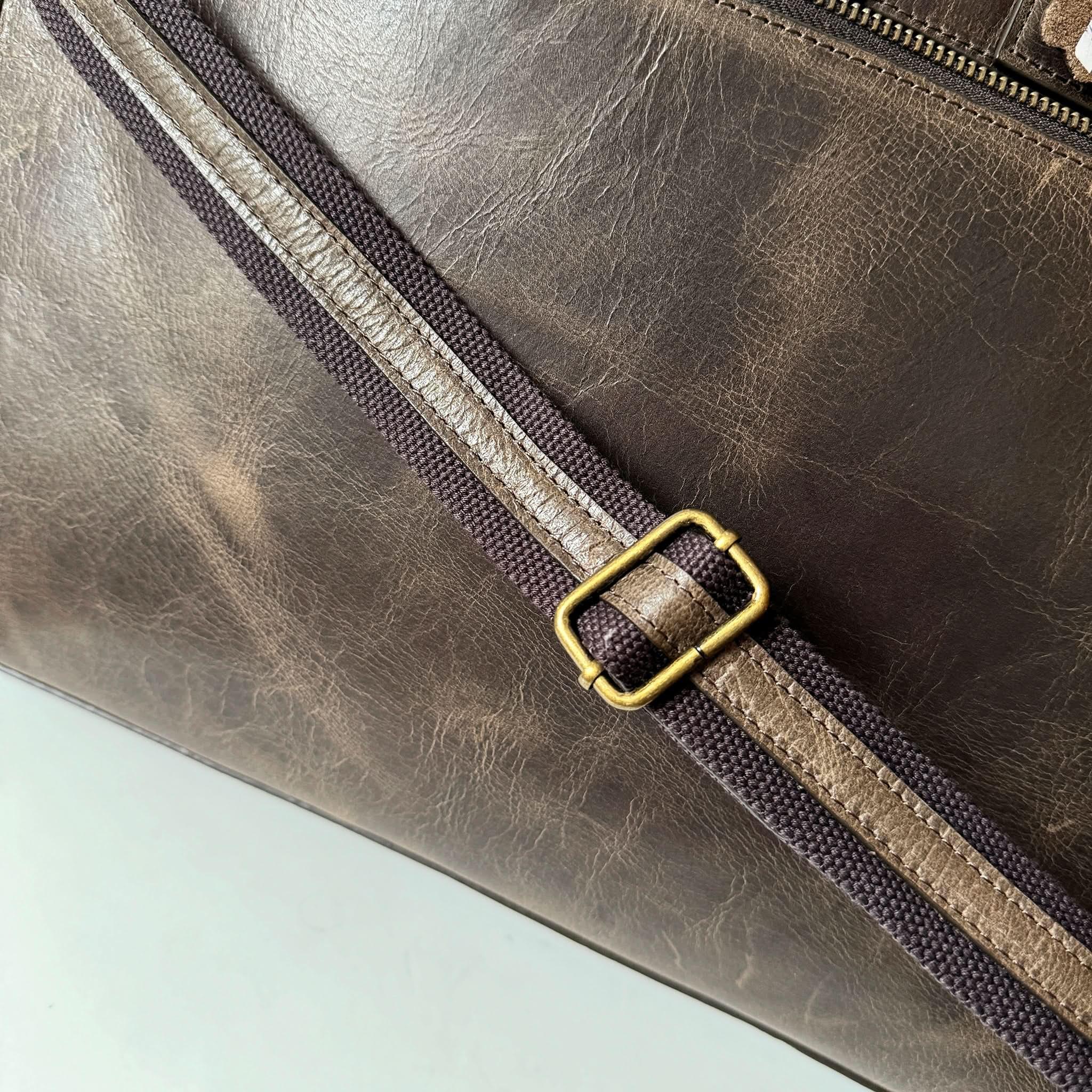 16" Crazy Horse Full-Grain Leather Briefcase Strap