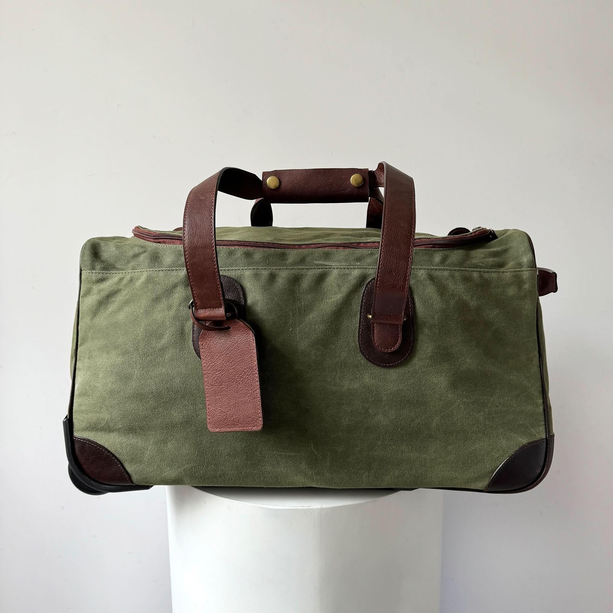 Maxwell Waxed Canvas Rolling Duffel Duffel best seller Best Value Bestseller Business Travel Canvas Leather duffel Leather bag Men's Travel mens travel bag Most Popular rolling duffel bag Top Pick Travel Essentials Waxed Canvas