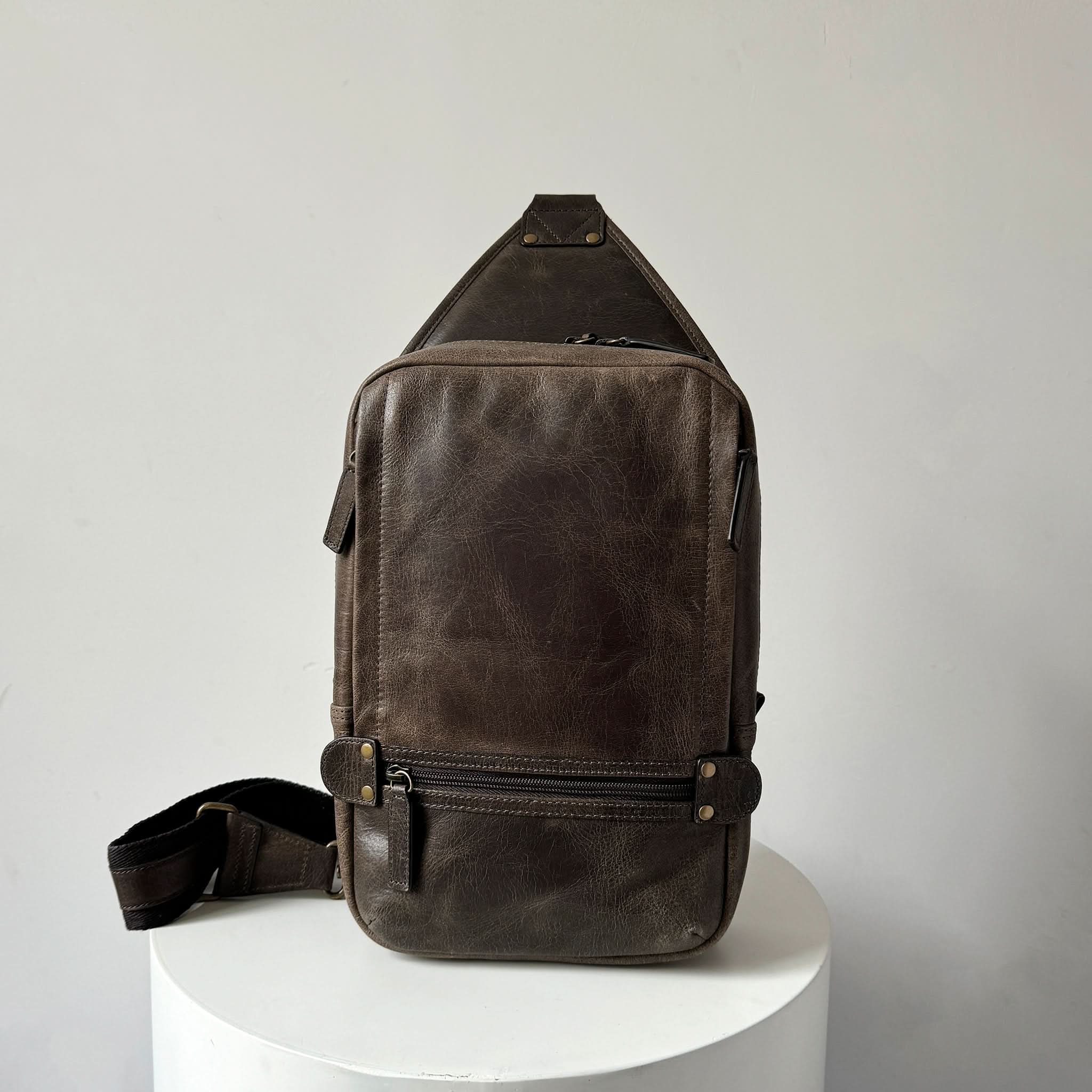 Small Travel Bag, Crazy Horse Sling Crossbody Leather Bag, Crossbody Leather Bag