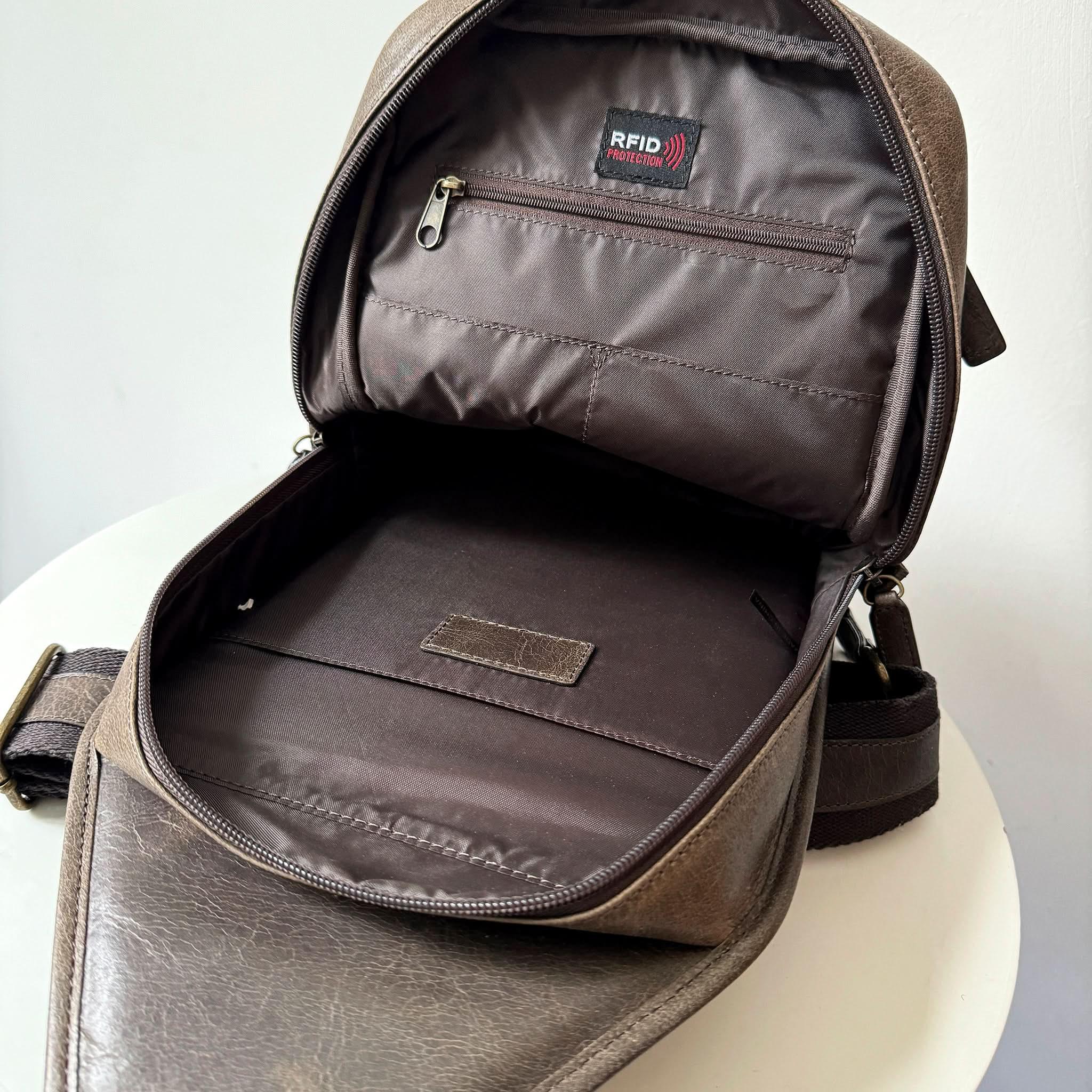 Full-Grain Crazy Horse Leather Sling Bag – Rugged Style, Two-Way Carry - MiamiLeathers.com