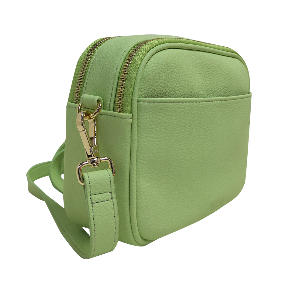 leather crossbody bag, crossbody leather bag, leather camera bag, Double zipper Crossbody bag,