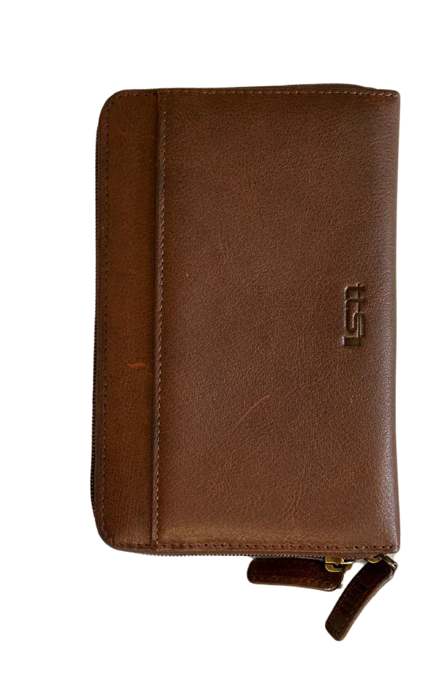 Back view of Cambridge leather double-zip wallet