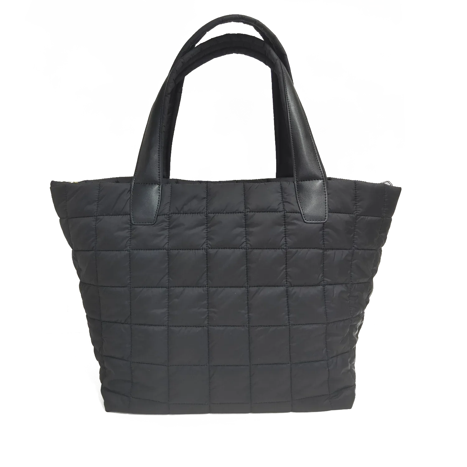 Quilted Nylon Tote With Triple Zip for Travel and Work Black