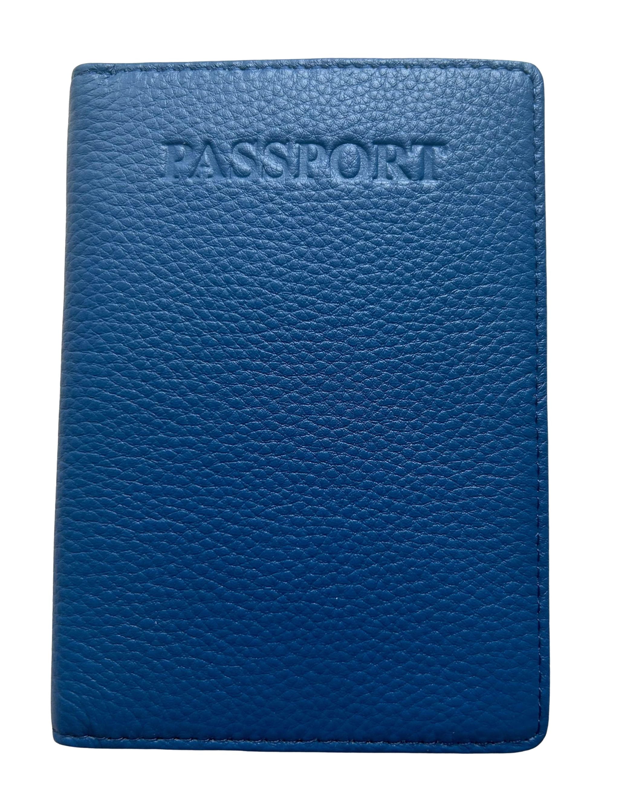 Blue Sophia passport cover with ID window