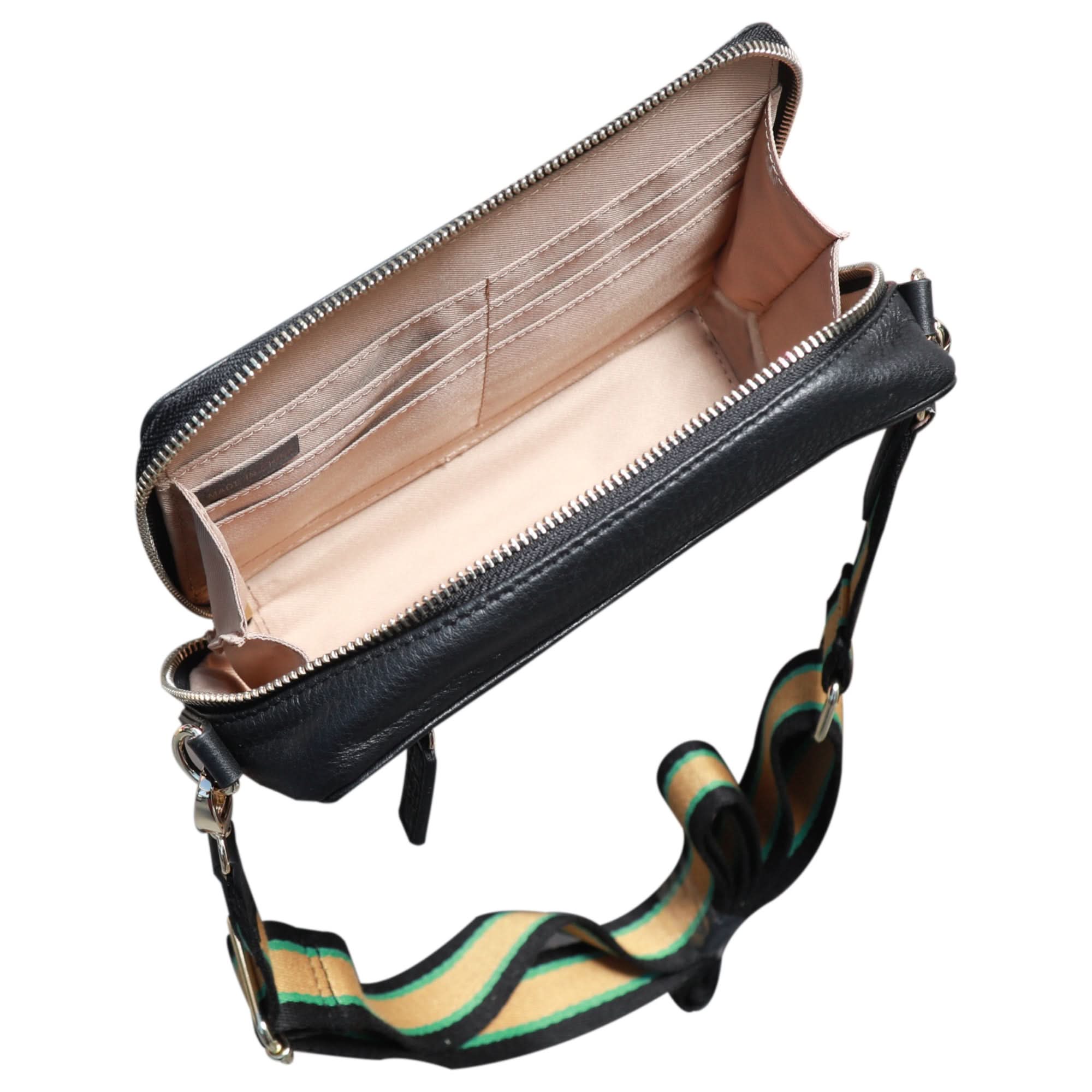 Sophia Top Grain Leather Single Zipper Crossbody - MiamiLeathers.com