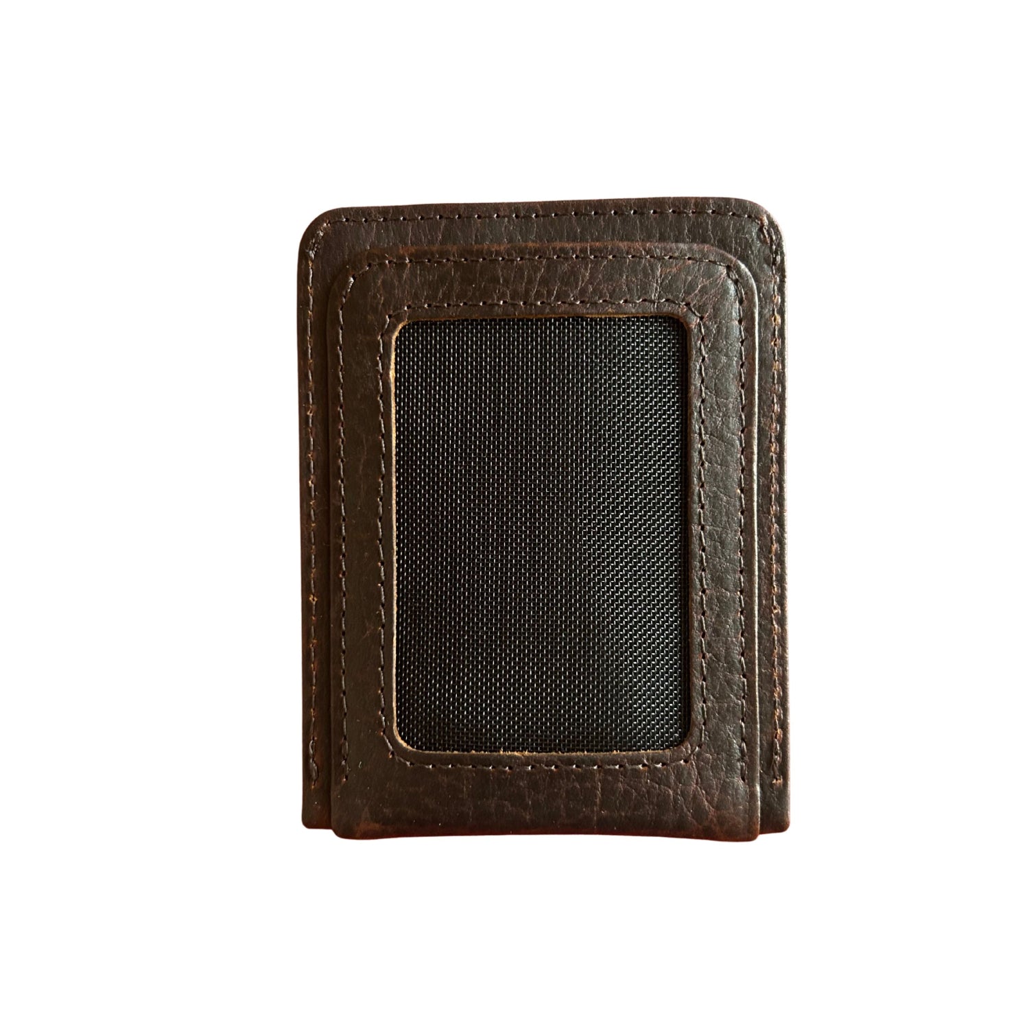 Full-grain American bison leather front pocket wallet with RFID protection