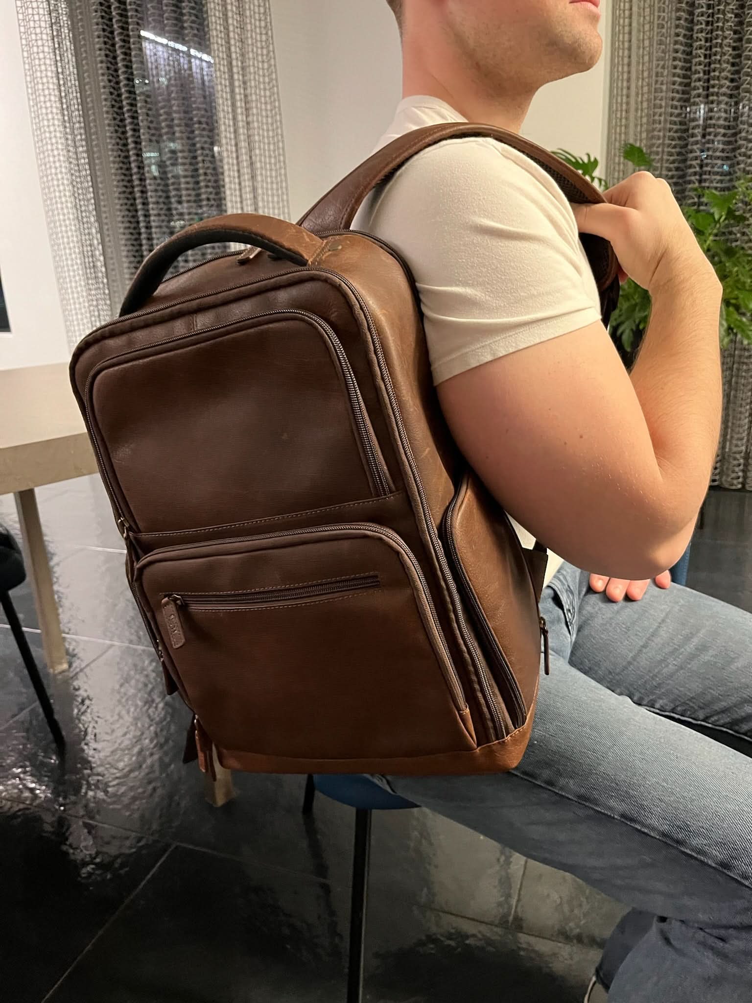 Cambridge Full Grain Mens Leather Backpack - MiamiLeathers.com