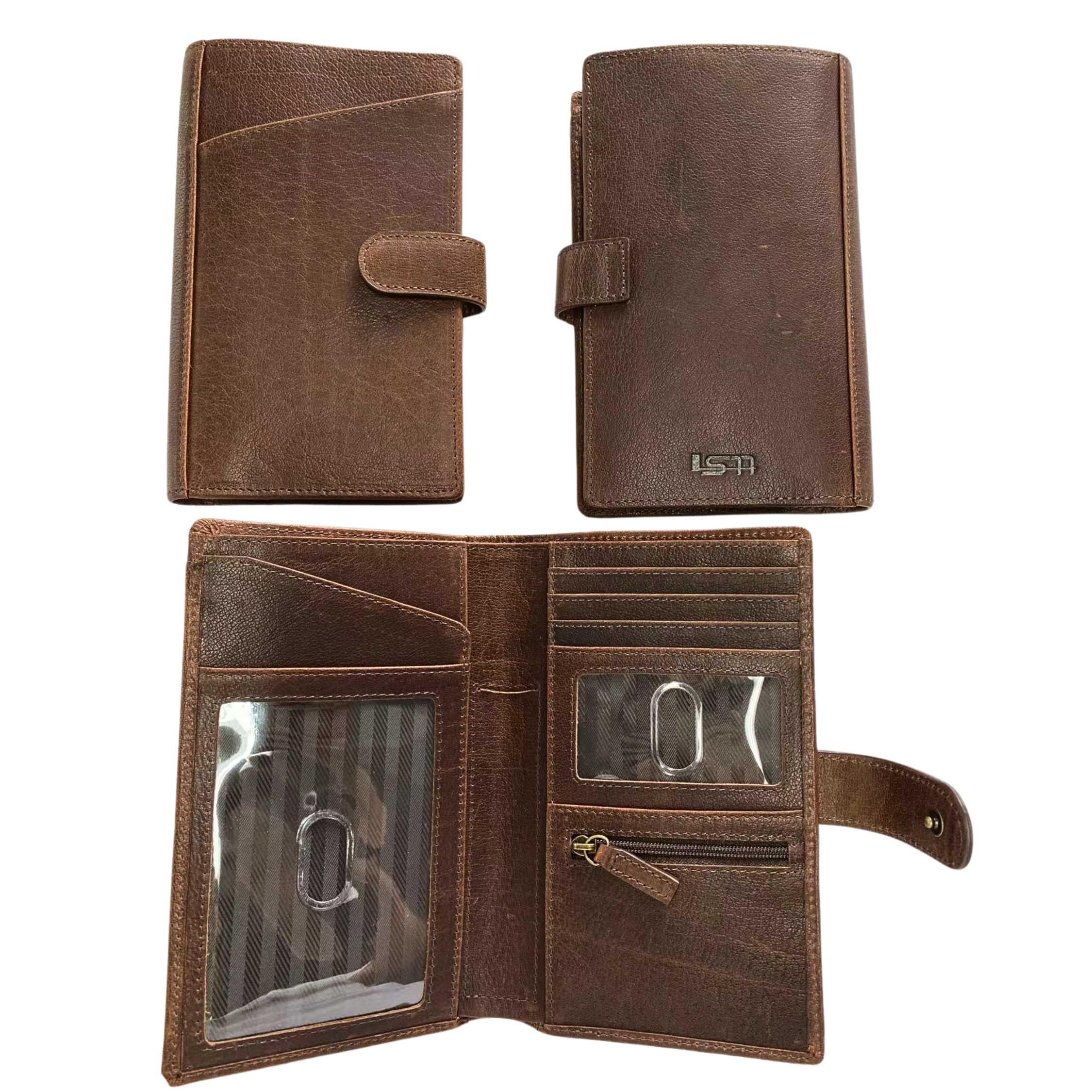 Interior of Cambridge passport wallet with card slots and ID windows