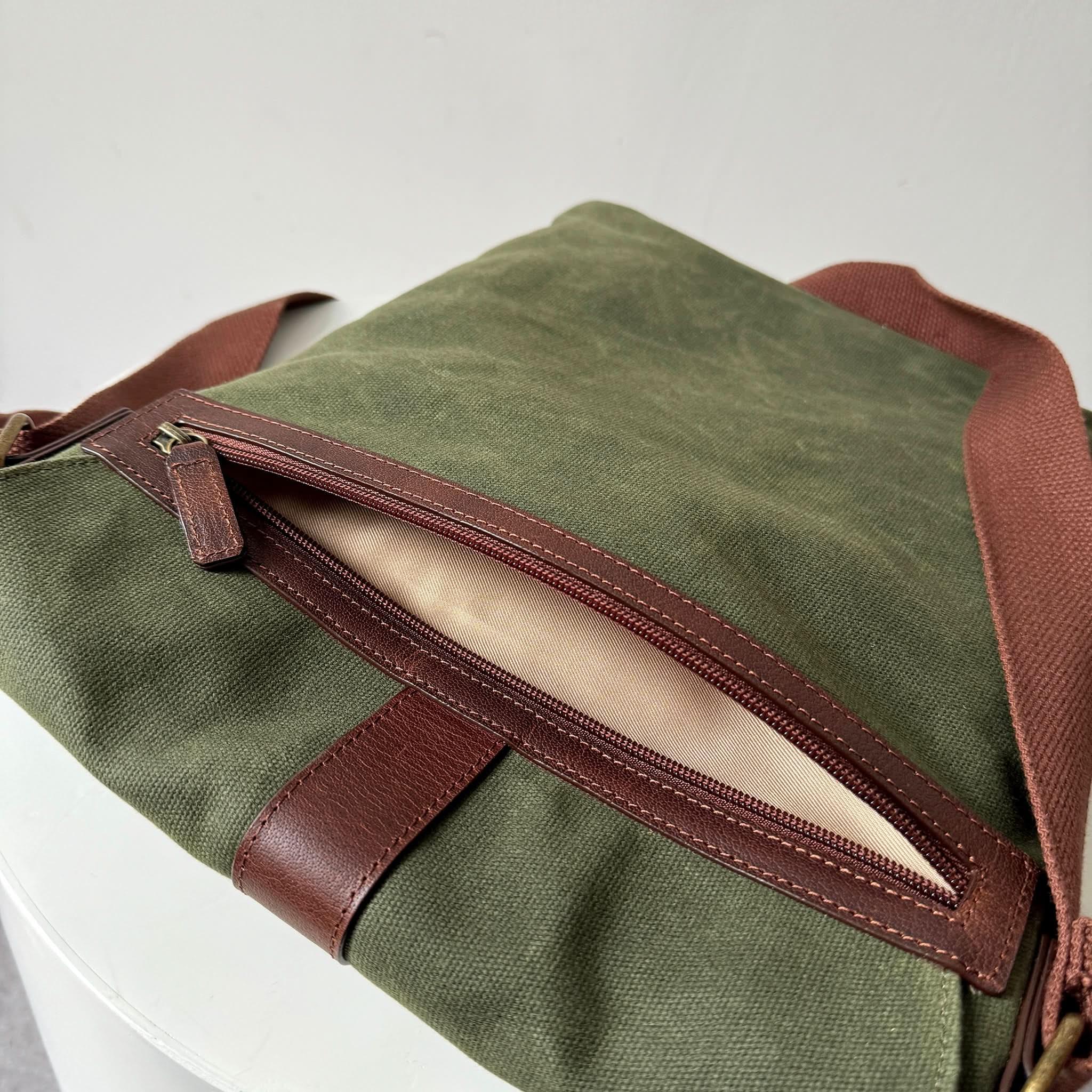 Maxwell Waxed Canvas Messenger Bag -Compact Messenger Bag Best Value Bestseller Canvas bag Canvas Leather Crossbody Leather bag Most Popular Top Pick