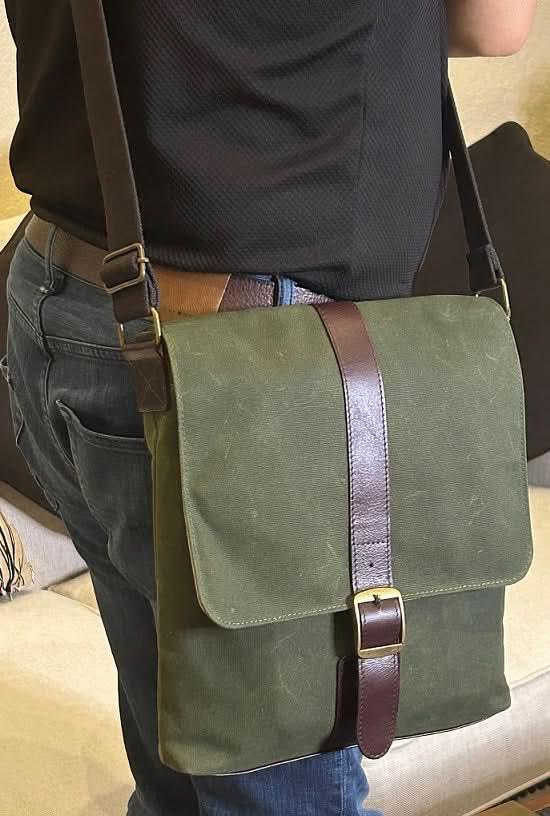 Maxwell Waxed Canvas Messenger Bag -Compact Messenger Bag Best Value Bestseller Canvas bag Canvas Leather Crossbody Leather bag Most Popular Top Pick