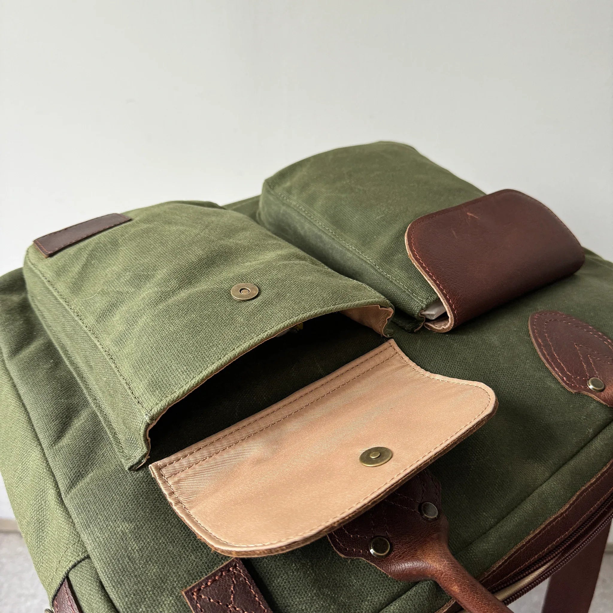 16" Waxed Canvas Laptop Messenger Bag | Maxwell Top-Zip Collection Messenger Bag 16 Inch Laptop Bag Full Grain Leather Maxwell collection Men's Work Bag Messenger Bag professional messenger bag Secure Messenger Bag Top Zip Messenger travel messenger bag Waxed Canvas