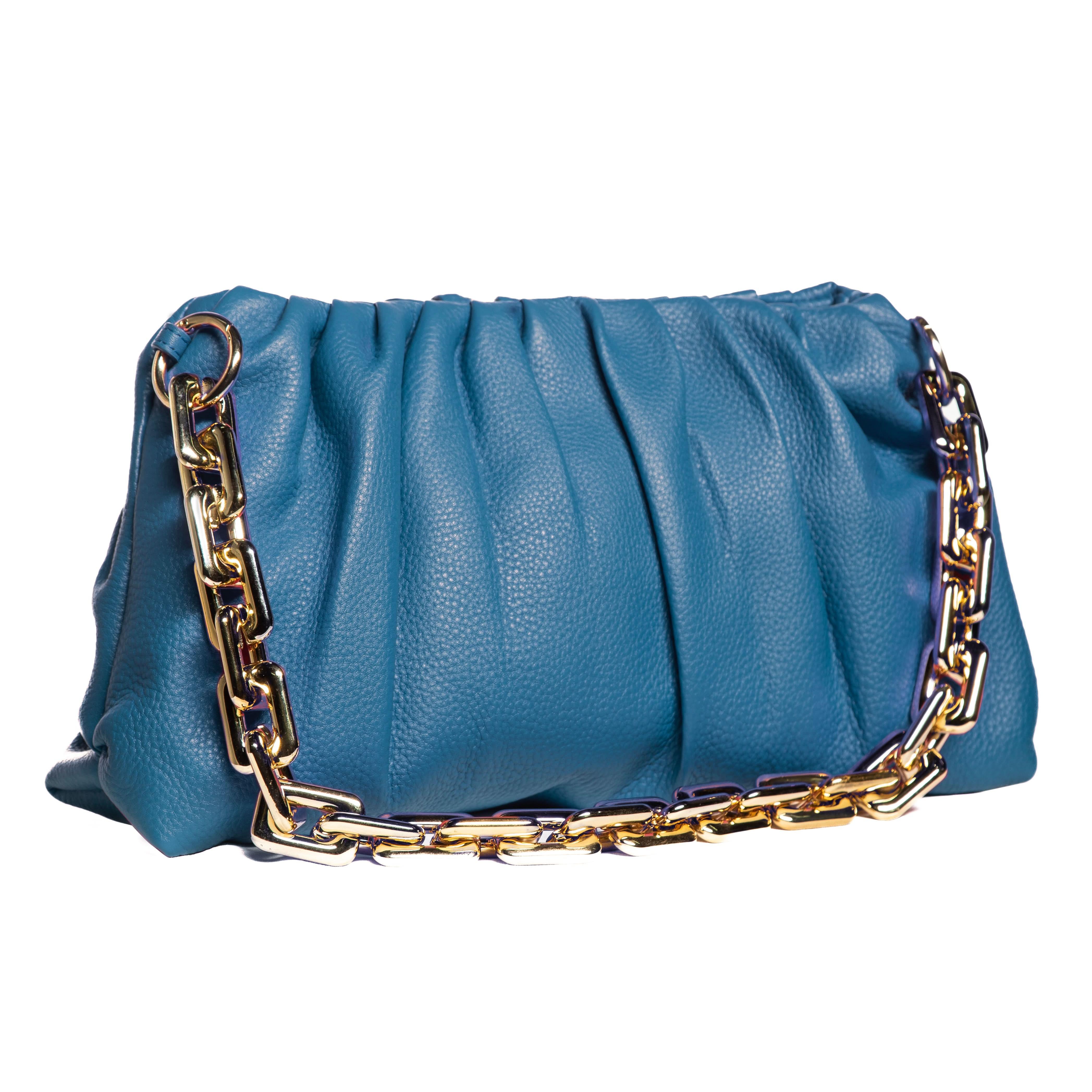 Leather Bag, Clutch Bag with Chain - MiamiLeathers - MiamiLeathers.com