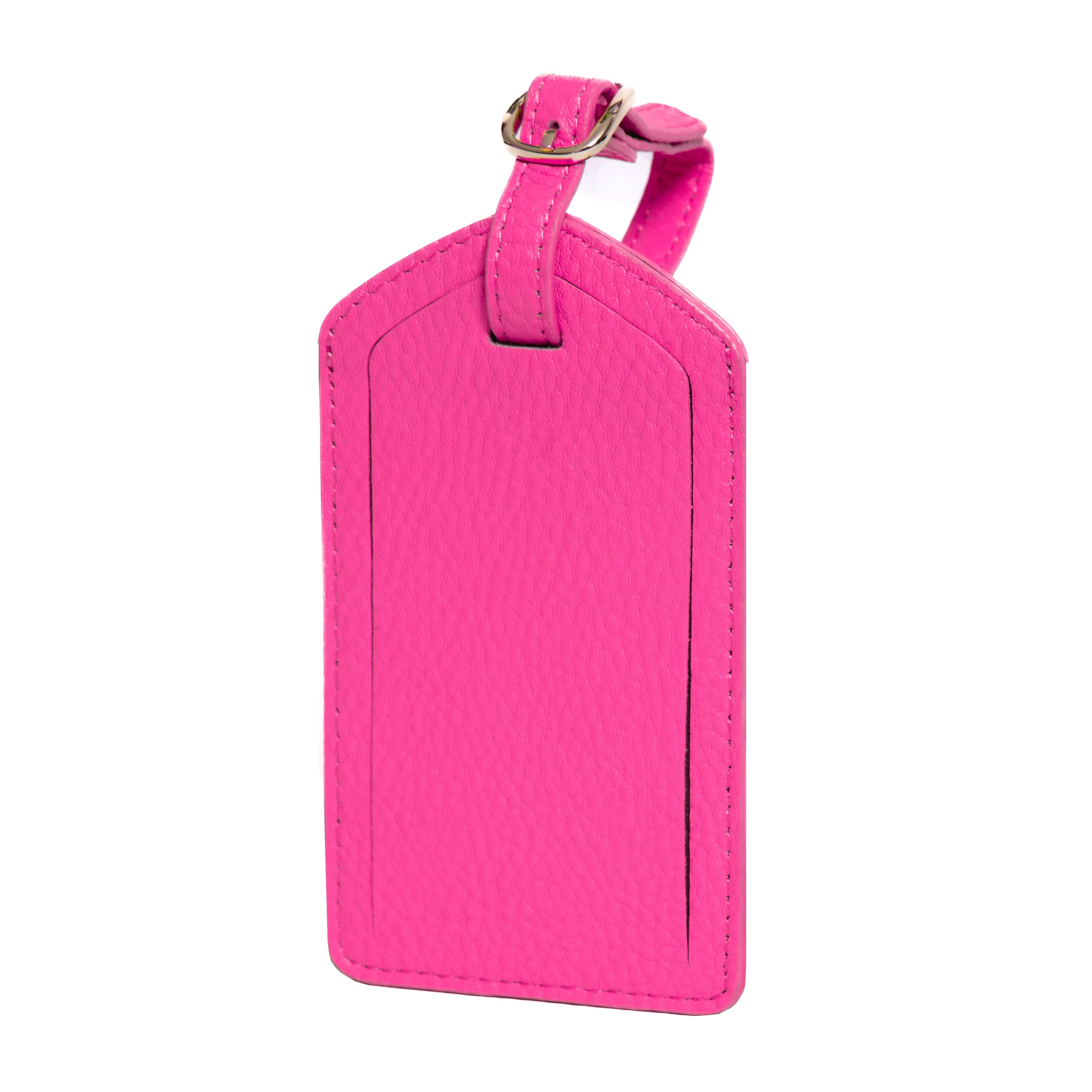 Sophia Top Grain Leather Luggage Tag, leather tag, colorful leather tag, tag for travel, hot pink luggage tag