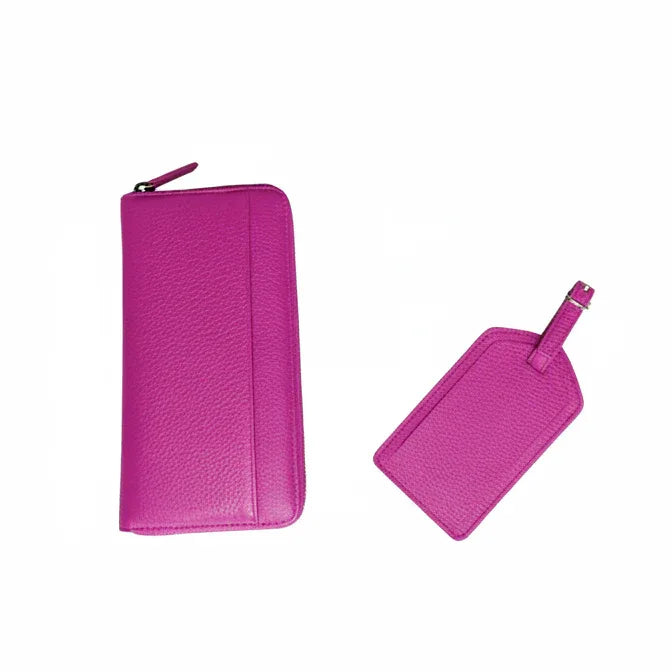 Sophia Everyday Carry - Zip-Around Wallet & Luggage Tag Set leather wallet Bundle Bundle Deal Coordinated Accessories Daily Carry Essential Bundle Everyday Essentials Full Grain Leather Gift Set Matching Set Sophia Collection Wallet Set