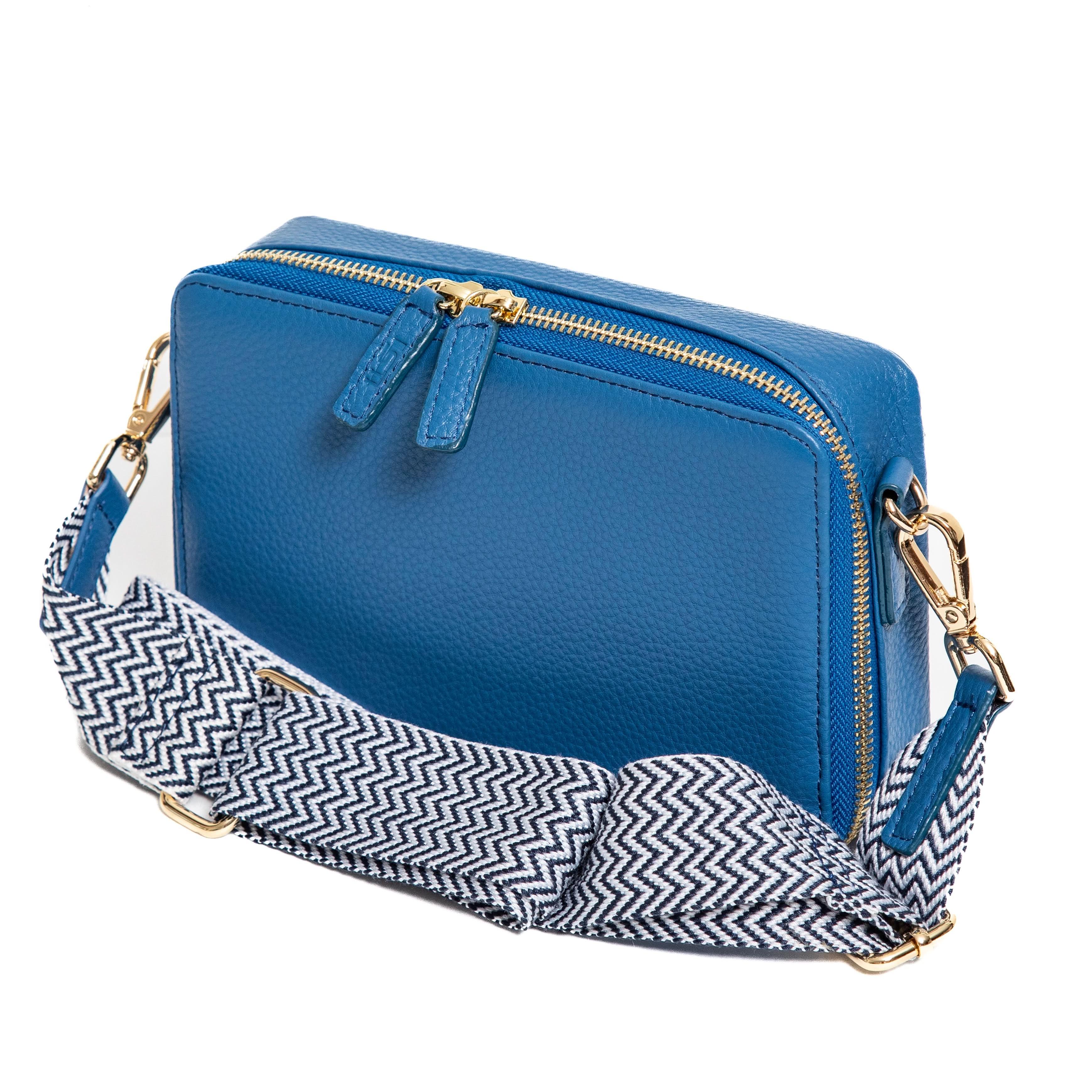 Sophia full-grain leather single-zip crossbody bag with card slots