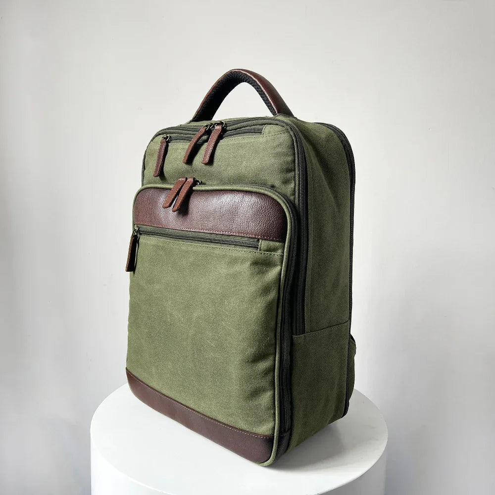 Waxed Canvas & Leather Backpack – 16” Laptop Work & Travel Bag Backpack backpack leather Backpacks bag brown leather backpack Canvas bag Canvas Leather Cute Backpacks Full Grain Leather Bags Genuine Leather Leather Leather Backpack leather backpack for men leather backpack men Leather Backpack Purse maxwell Men's Items Mens Leather Backpack Pull-up Buffalo Leather Waxed Canvas