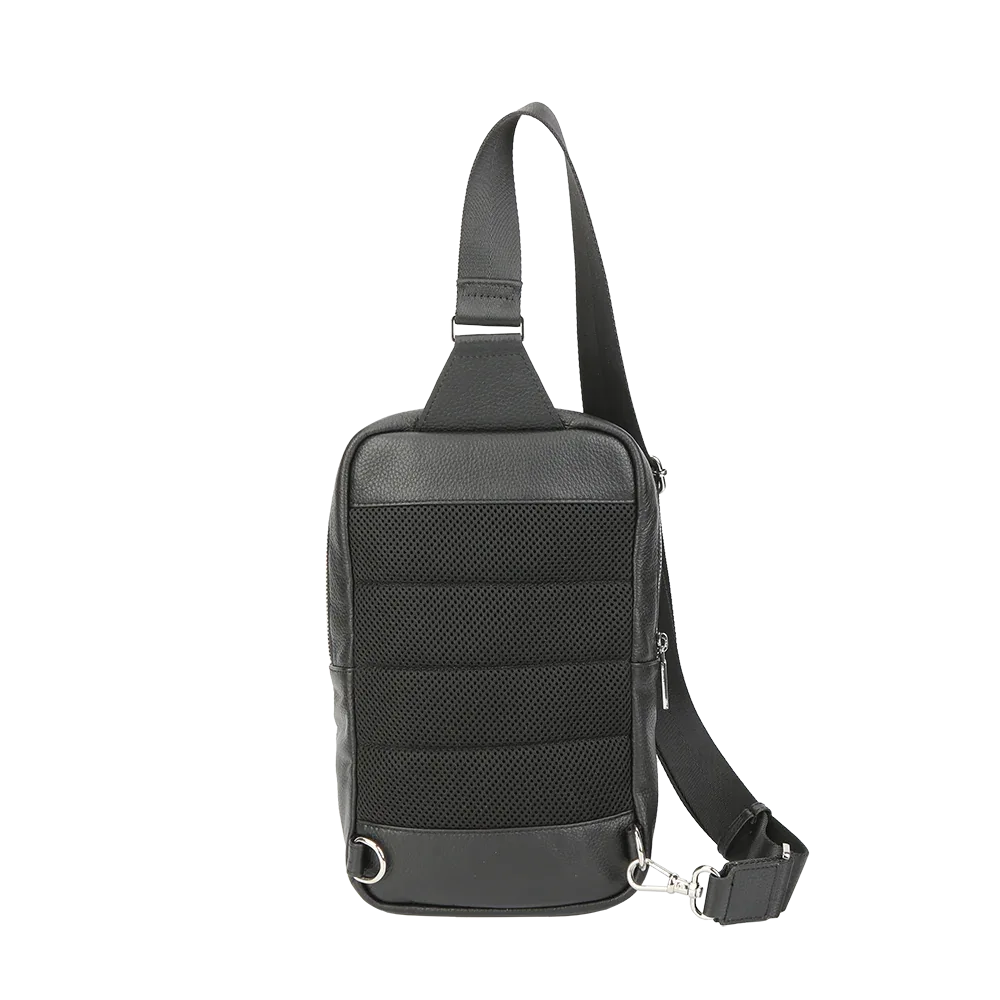 Black Pebbled Full-Grain Leather Sling Bag for Men – Crossbody Travel & Everyday Carry Gifts black leather crossbody everyday leather bag Full Grain Leather Full Grain Leather Bags full grain leather sling Genuine Leather genuine leather sling Leather Leather bag leather chest bag leather sling bag Men's Items men’s leather sling bag Miami Leathers New Arrivals Sling Bag soft pebble leather Travel Bag travel sling bag
