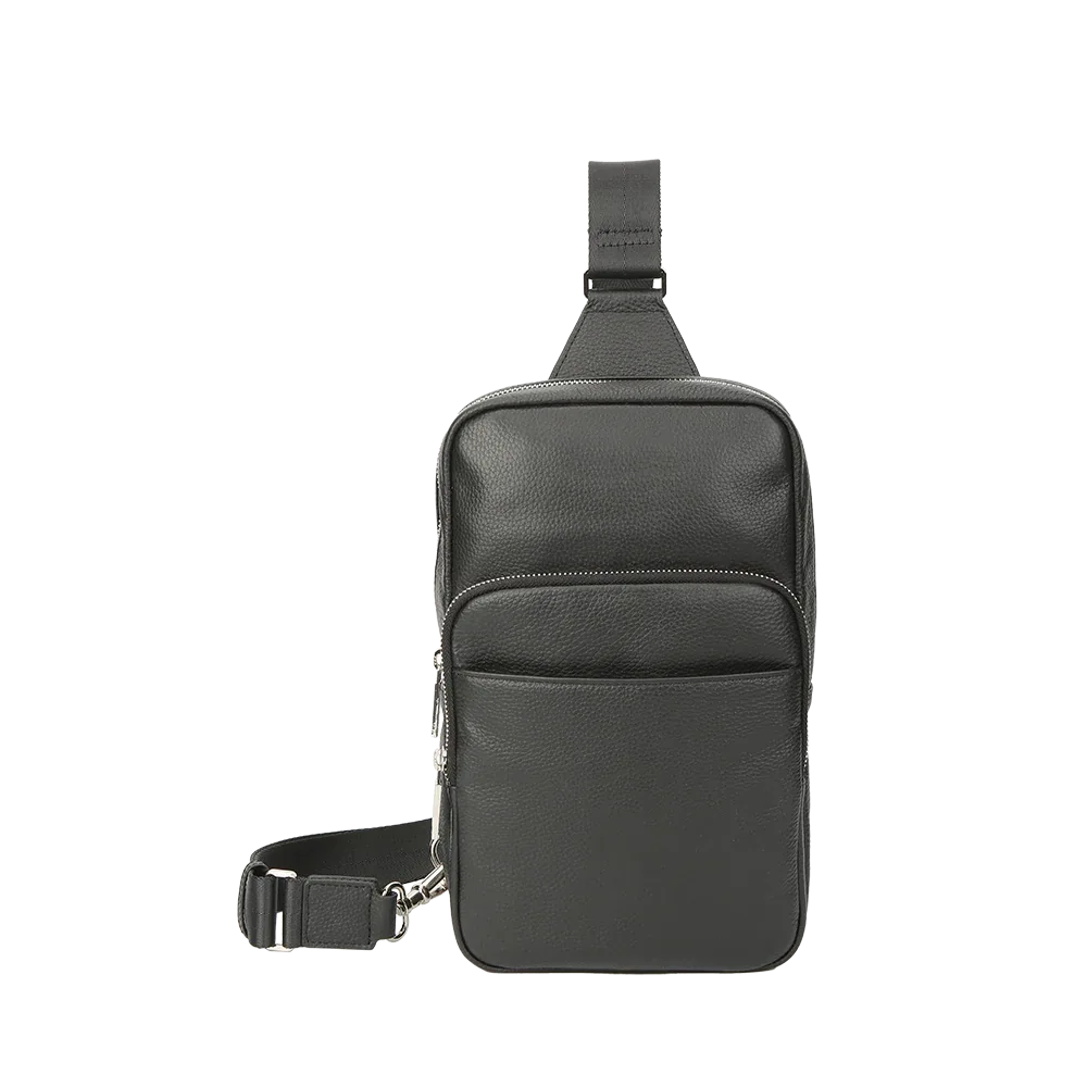Black Pebbled Full-Grain Leather Sling Bag for Men – Crossbody Travel & Everyday Carry - MiamiLeathers.com