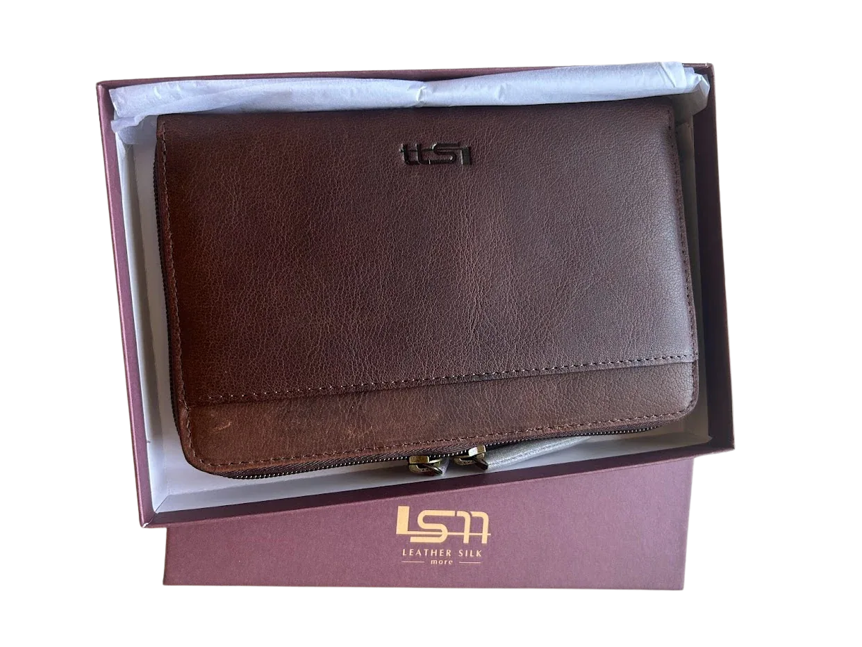 Cambridge Leather Double Zipper Wallet, Mens Wallet Best Seller Best Full-Grain Leather Wallets Cambridge Leather Full Grain Leather Wallet Leather Leather Wallet Man Accessories Men's Items Top Grain vt Wallet