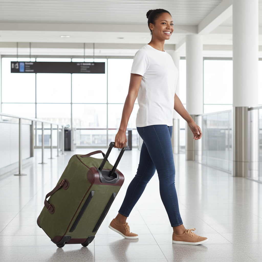 Rolling Duffel Bag, Maxwell Waxed Canvas Duffle Bag With Free Leather Tag