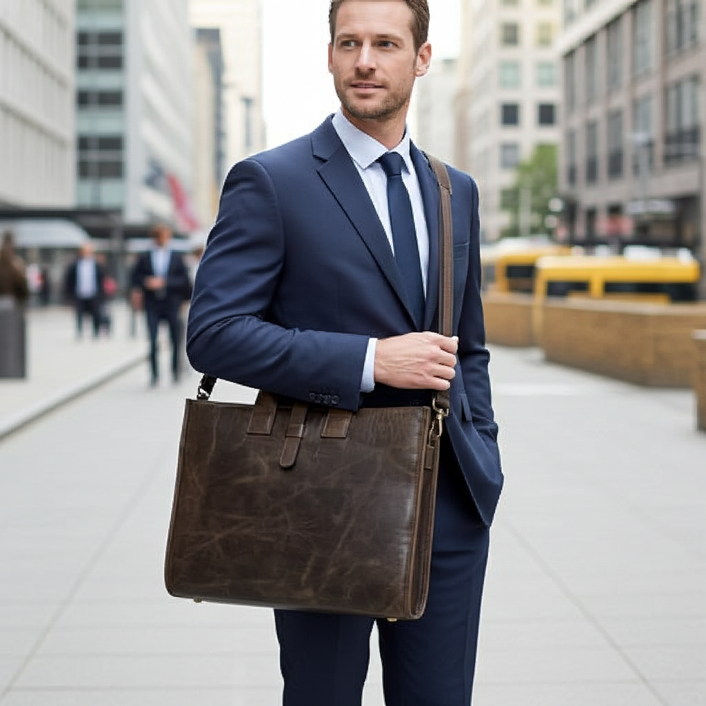 Full-Grain Crazy Horse Leather Briefcase