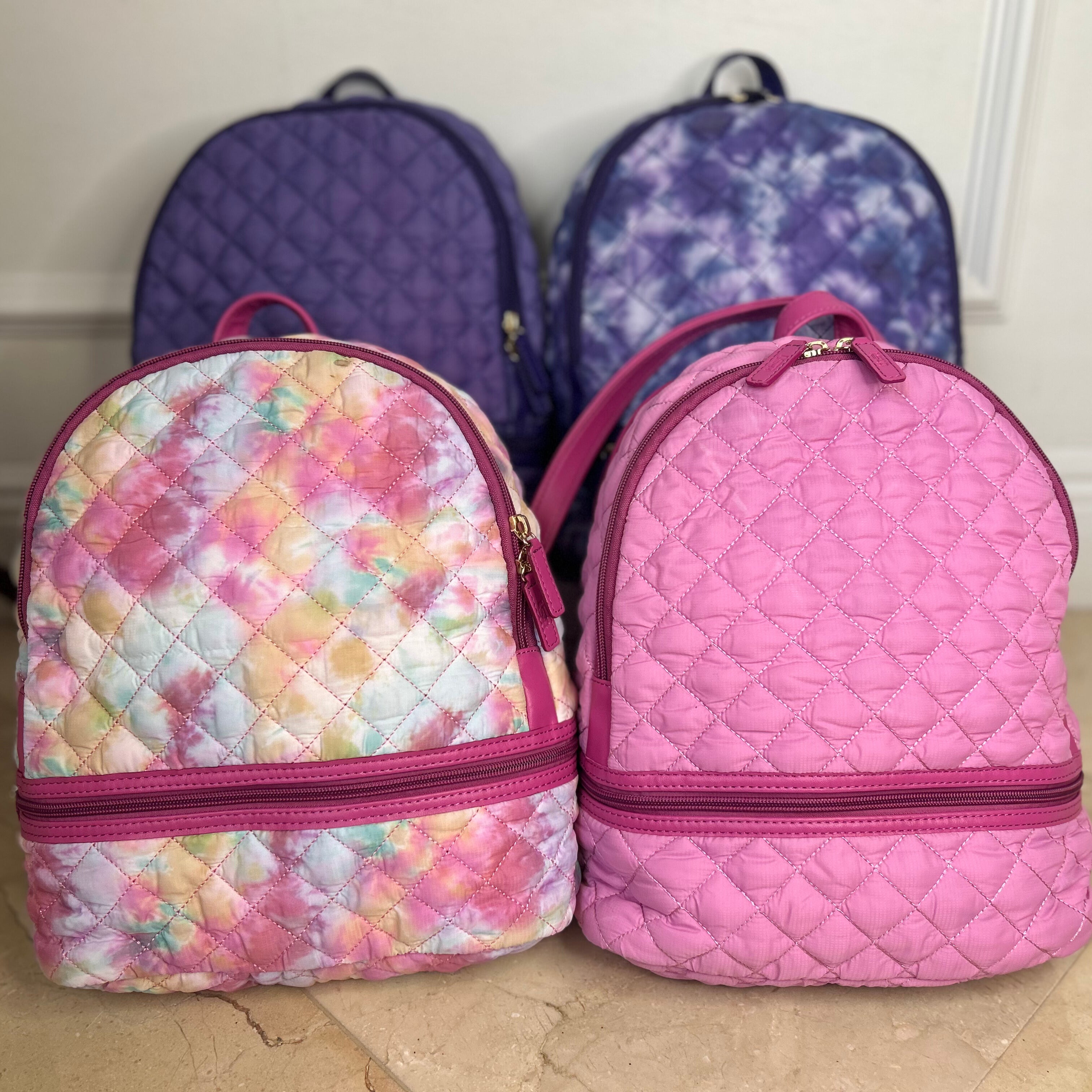 quilted nylon backpack, small backpack, lightweight backpack, four color backpacks