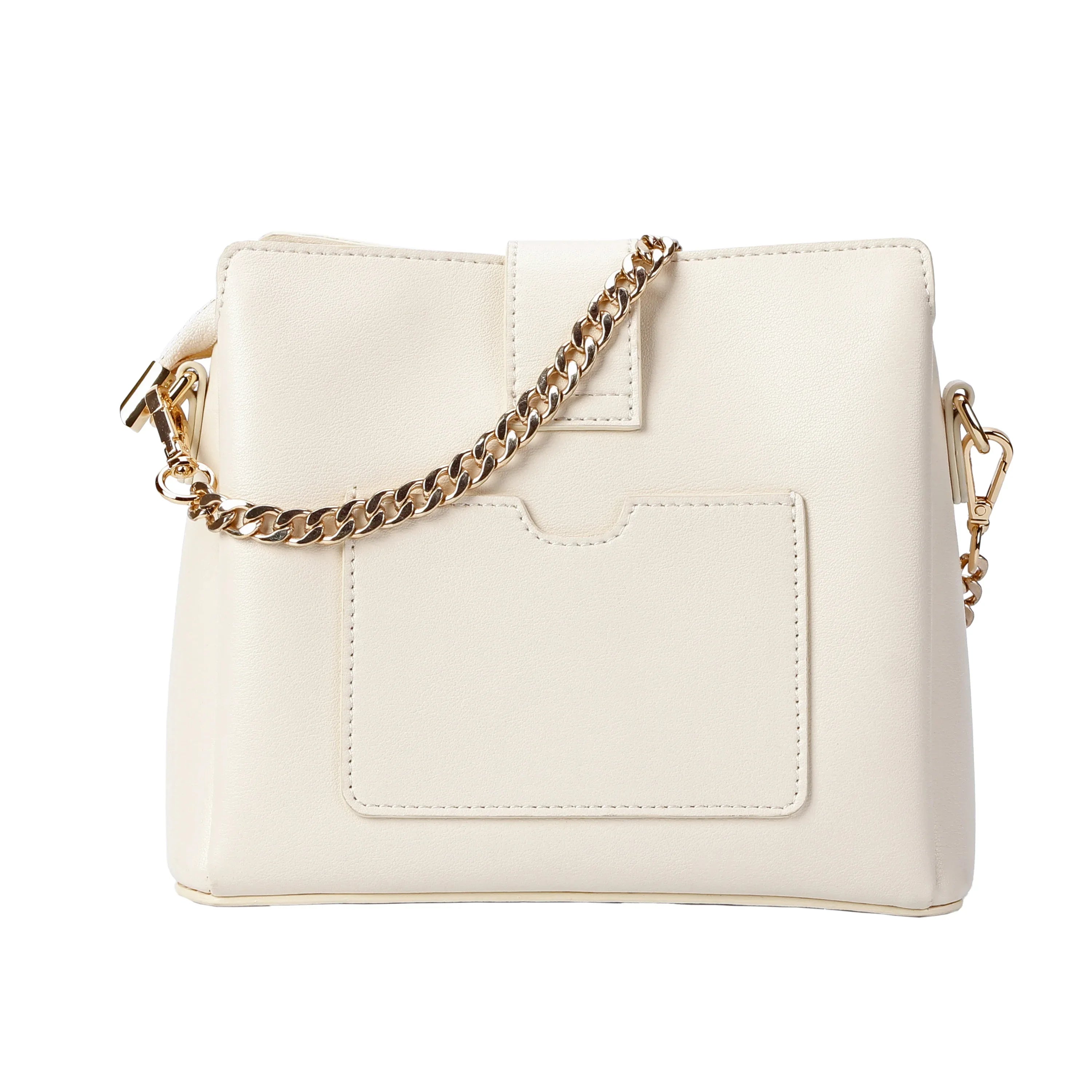 Ivory Quilted Leather Crossbody Bag with Gold Chain Strap Luggage & Bags bag Crossbody gold chain purse ivory leather crossbody bag Leather Miami Leathers New Arrivals quilted bag ivory quilted leather handbag smooth leather handbag vt white shoulder bag women leather crossbody