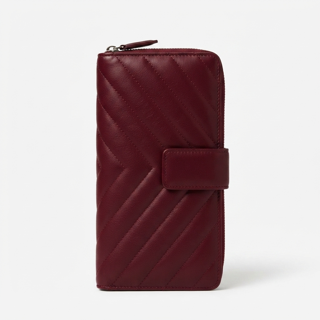 Soft New Zealand Lambskin Leather RFID Zip-Around Wallet