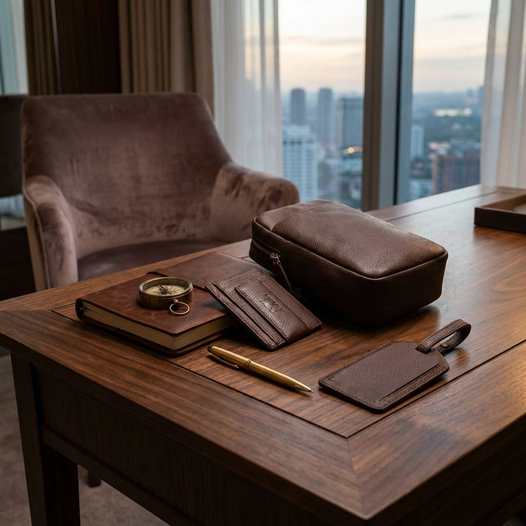 Cambridge Men's Professional Set - Money Clip Wallet, Phone Bag & Luggage Tag Apparel & Accessories Bundle Bundle Deal Business Essentials Cambridge Collection Full Grain Leather Gift for Him Gift Set Matching Set Men's Accessories Modern Carry Professional Set RFID Wallet