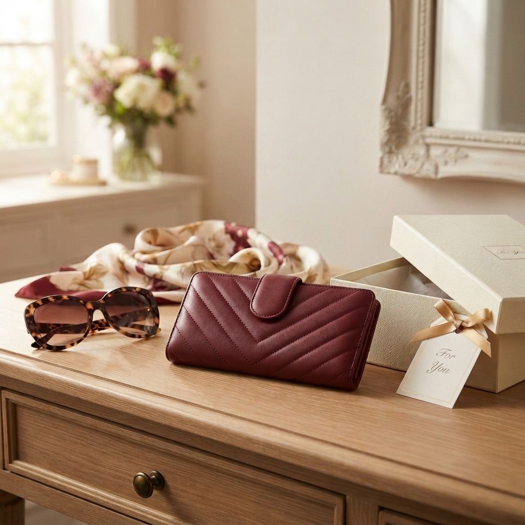 burgendy quilted lambskin leather snap wallet
