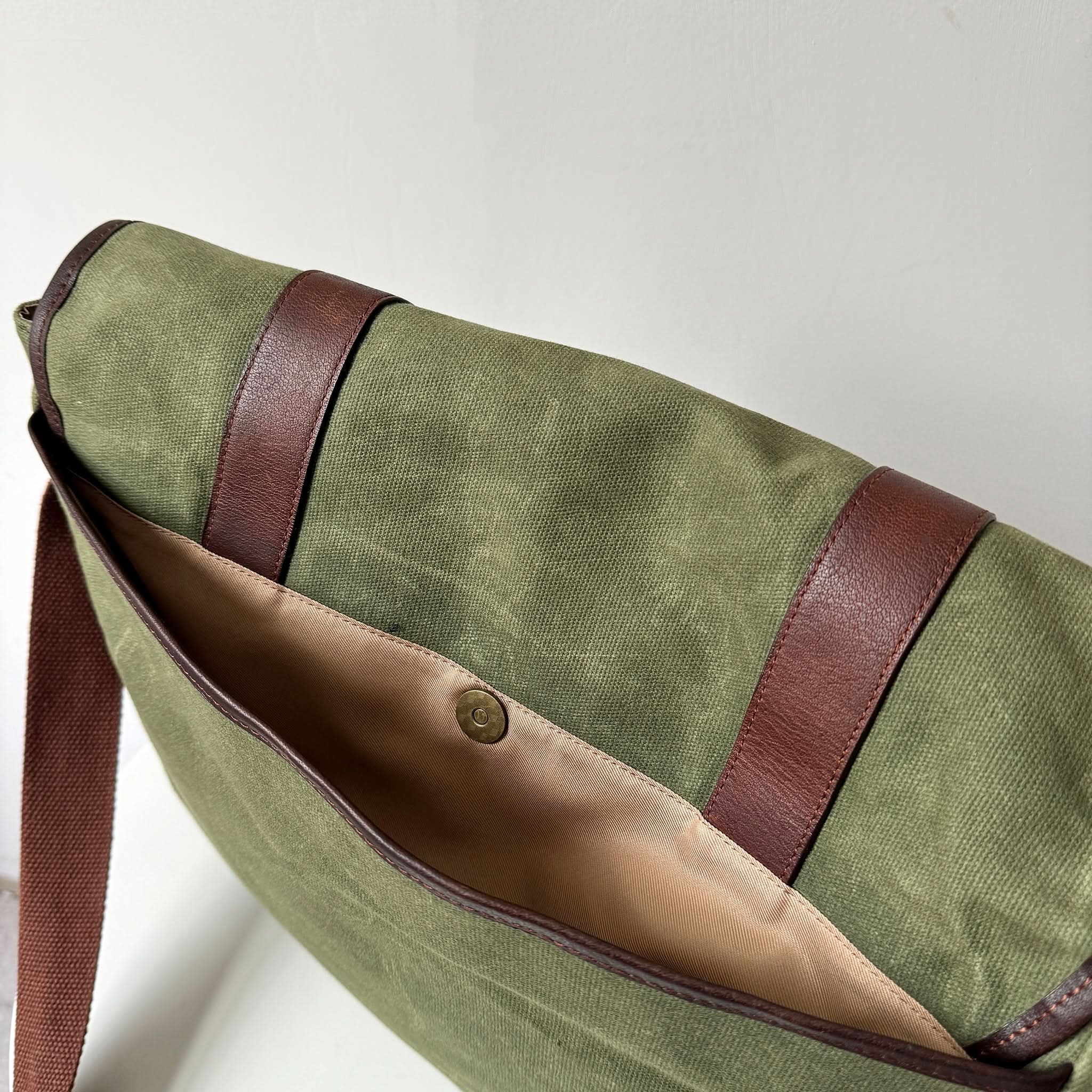 Waxed Canvas & Leather Messenger Bag, Shoulder Bag, Laptop Bag