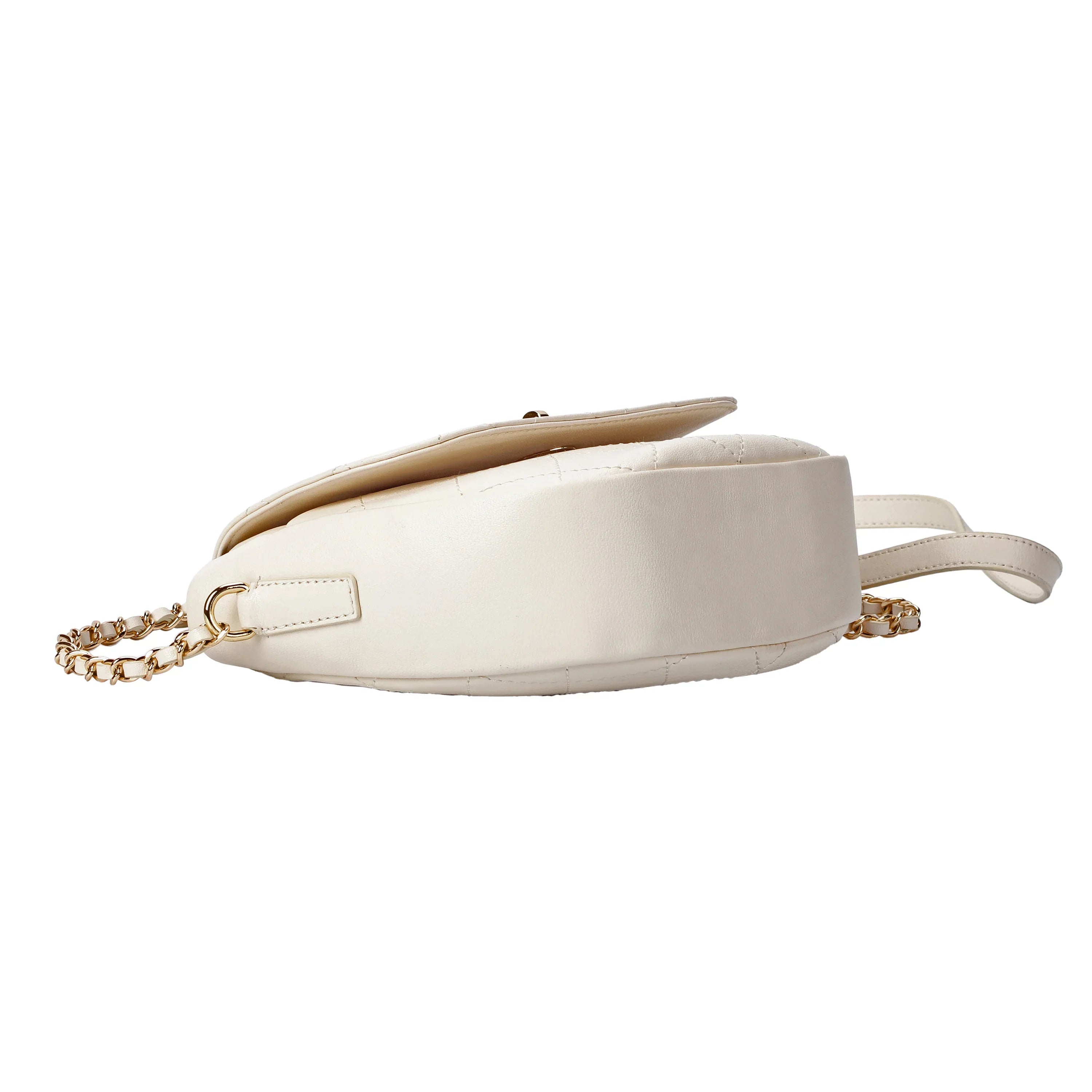 White Quilted Leather Crossbody Bag with Gold Chain Strap Luggage & Bags bag chic leather shoulder bag Crossbody designer inspired quilted handbag elegant white handbag leather crossbody bag for women mini quilted crossbody bag New Arrivals quilted flap crossbody bag quilted leather crossbody small leather crossbody purse white leather crossbody with gold chain white quilted leather crossbody bag
