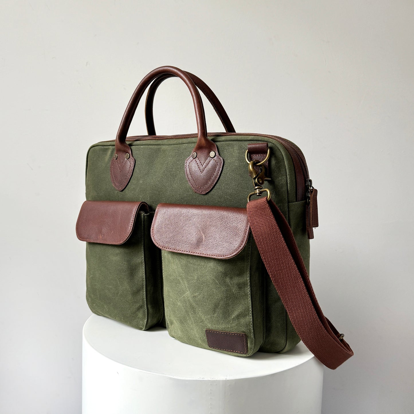 Laptop Bag, Maxwell Waxed Canvas Briefcase with Top Zipper