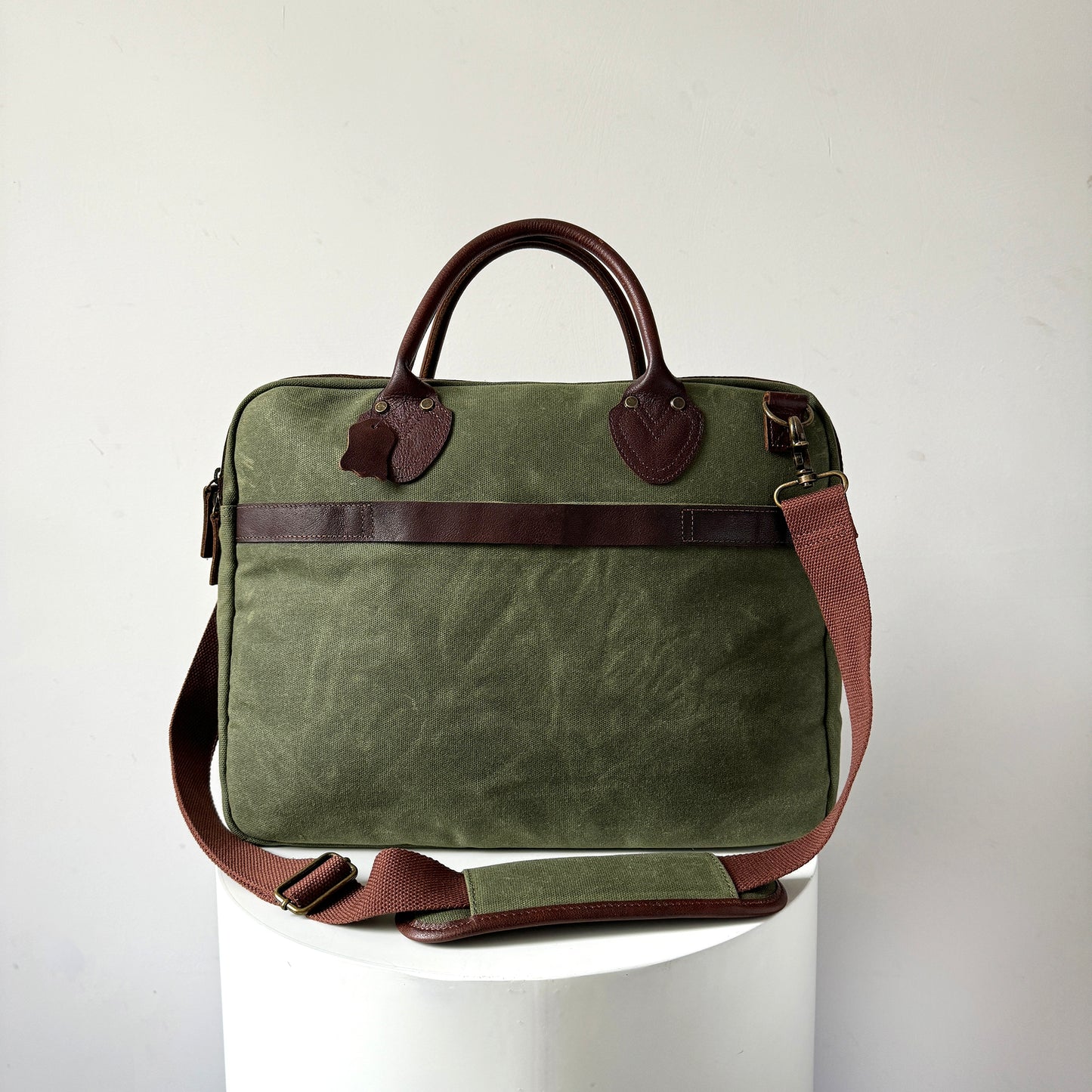 Laptop Bag, Maxwell Waxed Canvas Briefcase with Top Zipper