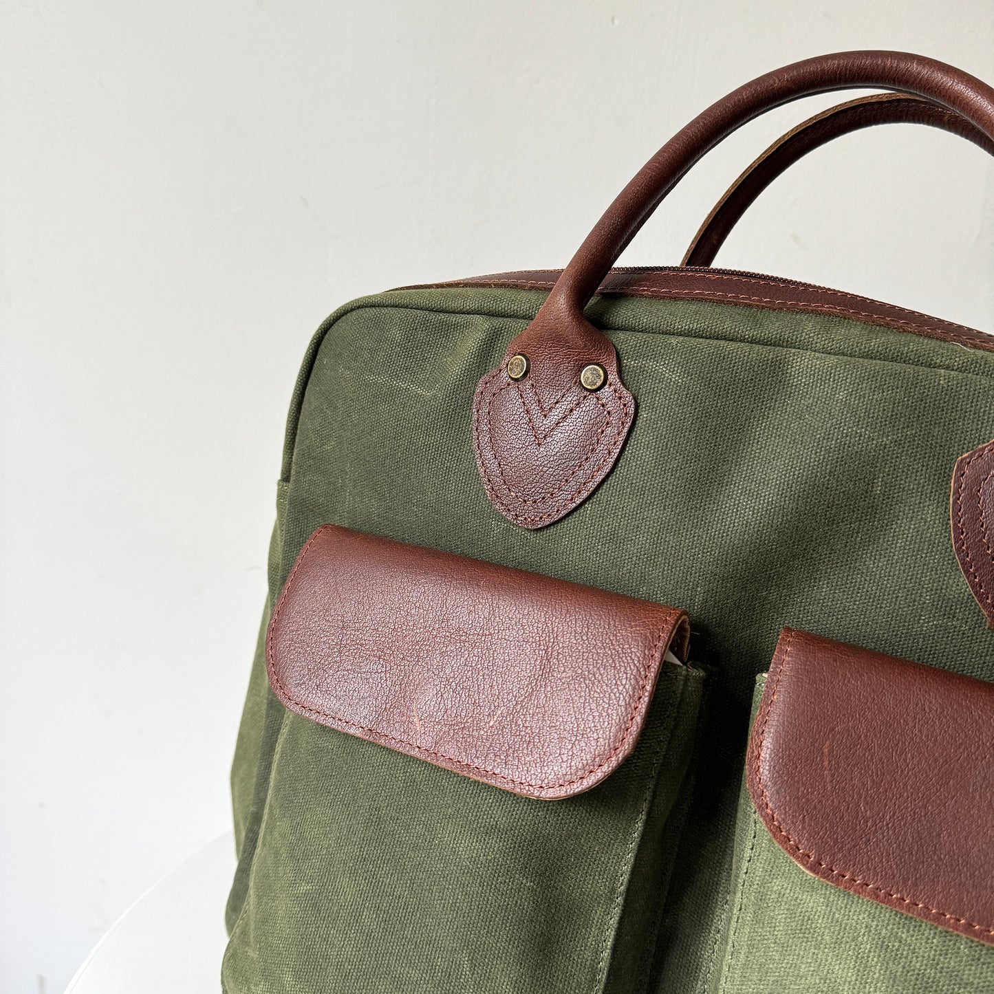 Laptop Bag, Maxwell Waxed Canvas Briefcase with Top Zipper