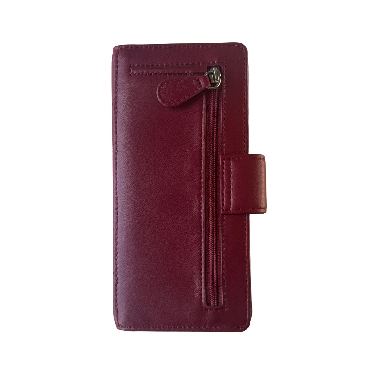 Lambskin leather wallet with a vertical zipper