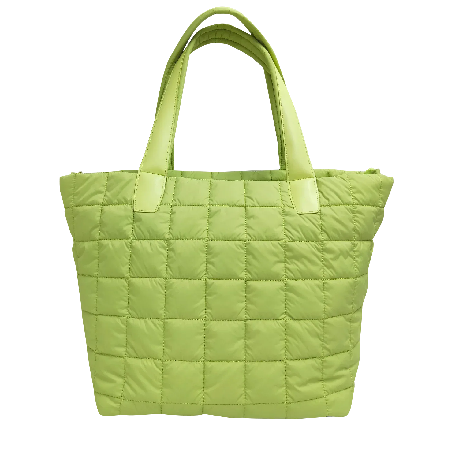 Lightweight quilted nylon tote bag for women in green