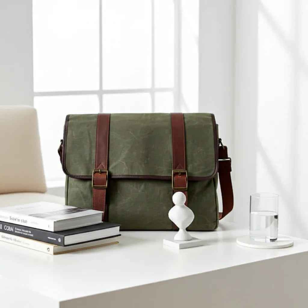 Maxwell Classic waxed canvas messenger bag styled for work and commuting