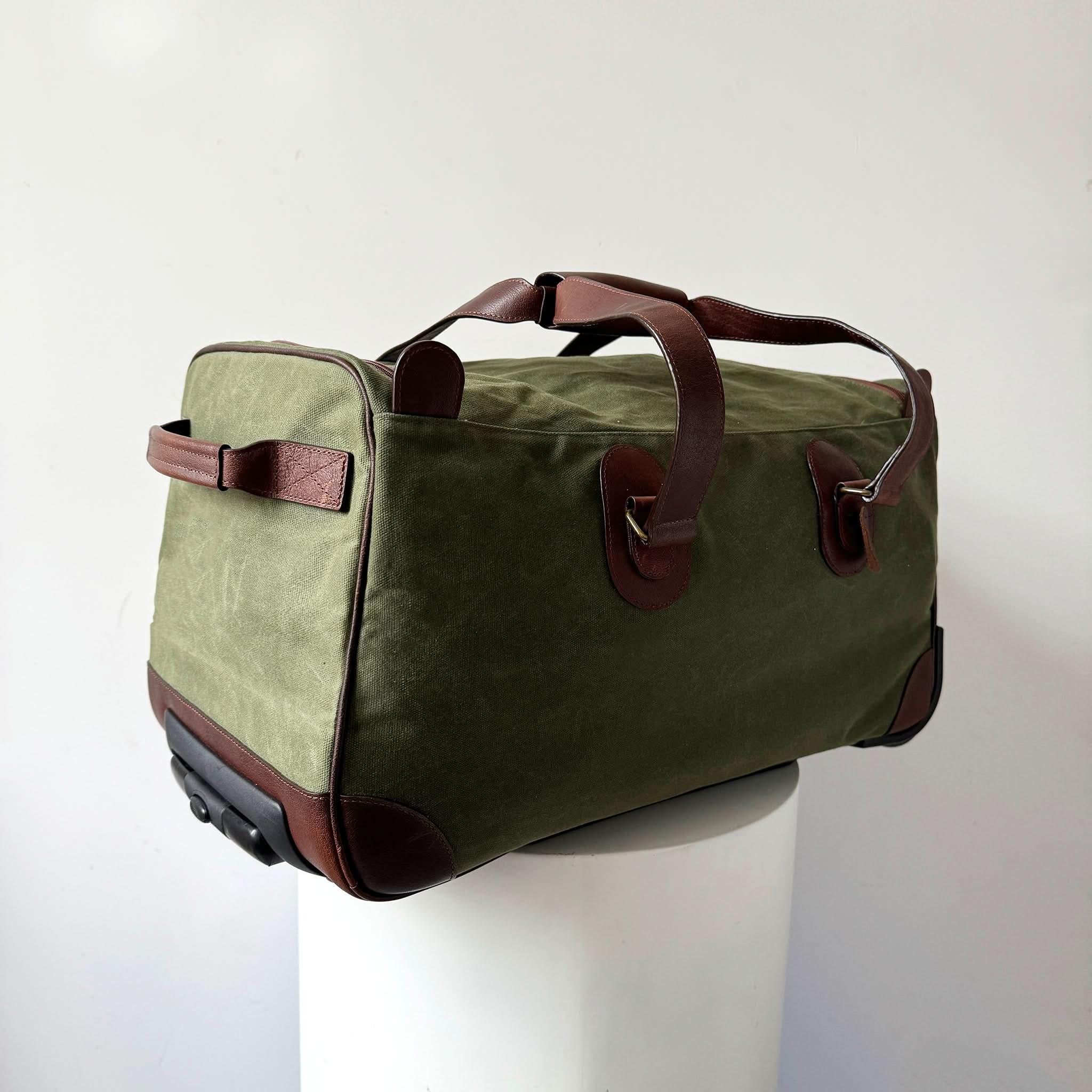 Maxwell Waxed Canvas Rolling Duffel Duffel best seller Best Value Bestseller Business Travel Canvas Leather duffel Leather bag Men's Travel mens travel bag Most Popular rolling duffel bag Top Pick Travel Essentials Waxed Canvas