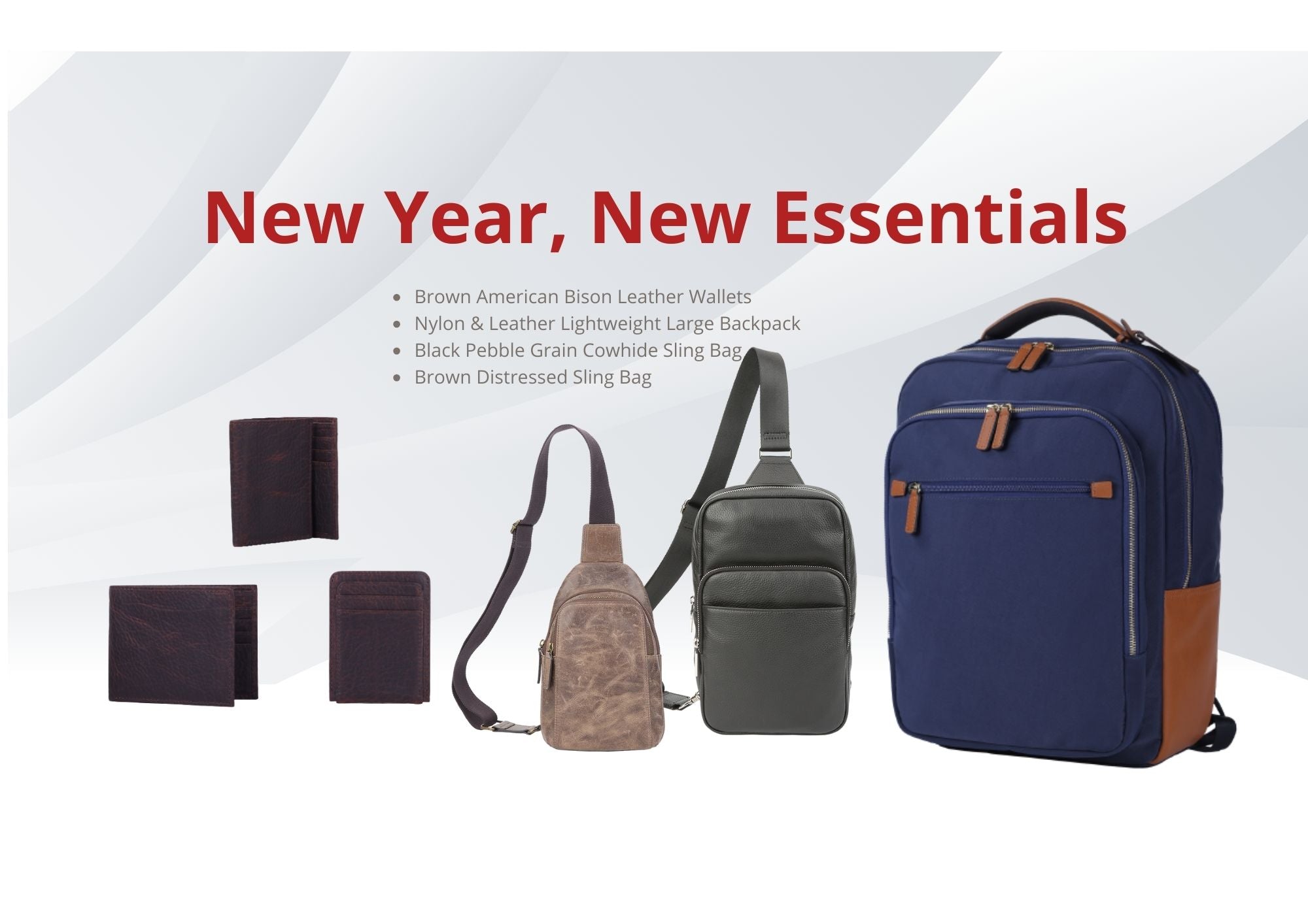 New arrival - leather wallets, leather sling bags & backpack 