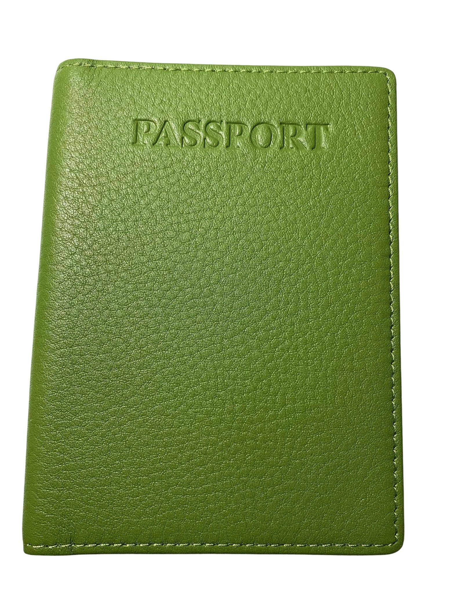 Green Sophia full grain leather passport cover with card slots