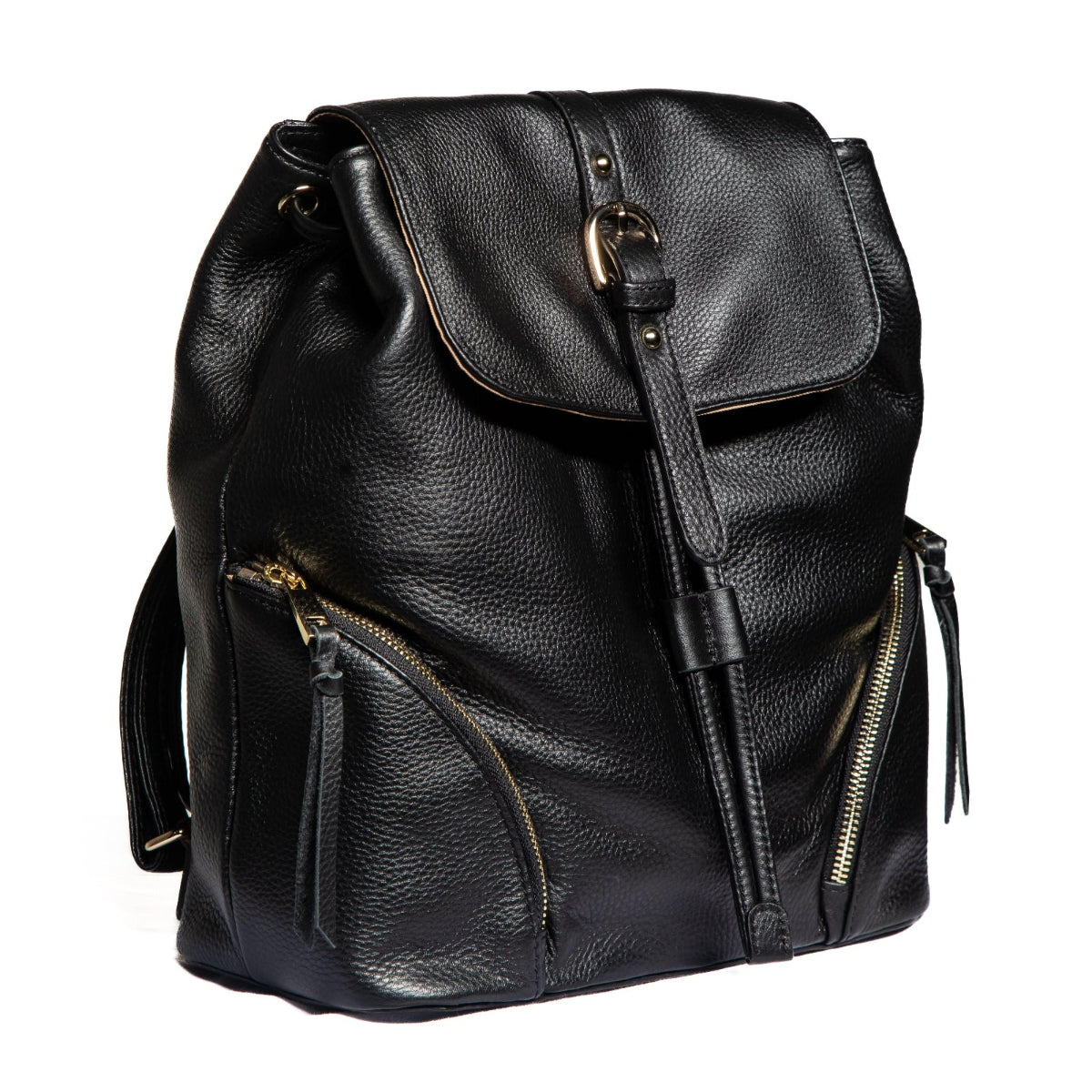 Sophia full-grain leather women's backpack in black color