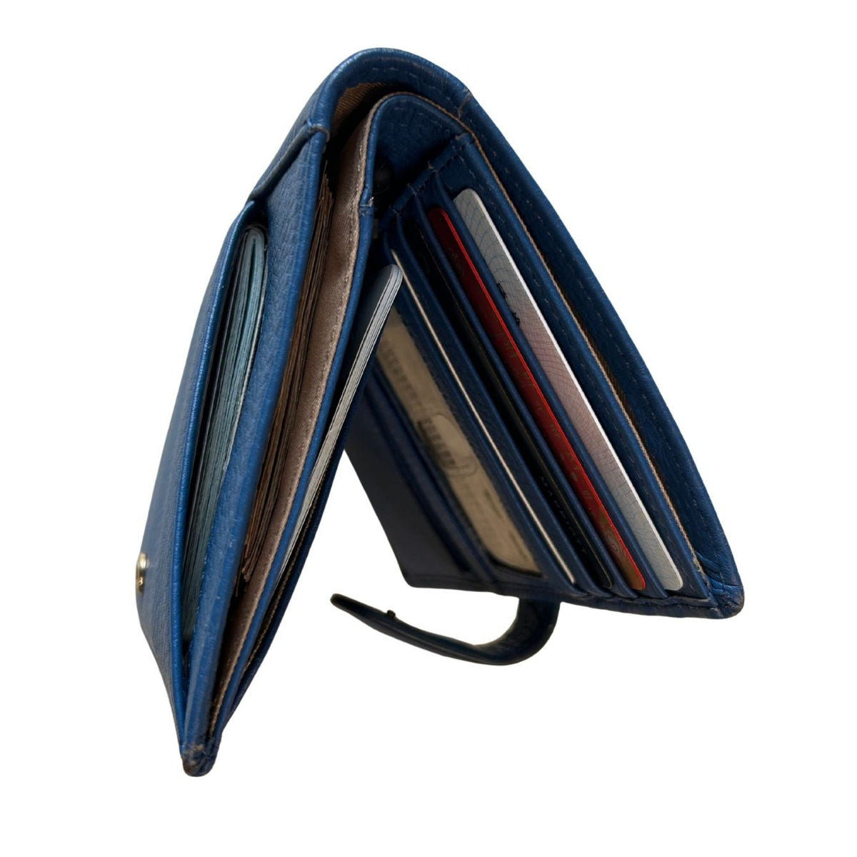 Sophia leather passport travel wallet open with cards, passport, cash and multiple compartments
What these photos prove
