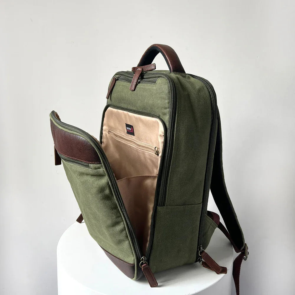Waxed Canvas & Leather Backpack – 16” Laptop Work & Travel Bag Backpack backpack leather Backpacks bag brown leather backpack Canvas bag Canvas Leather Cute Backpacks Full Grain Leather Bags Genuine Leather Leather Leather Backpack leather backpack for men leather backpack men Leather Backpack Purse maxwell Men's Items Mens Leather Backpack Pull-up Buffalo Leather Waxed Canvas