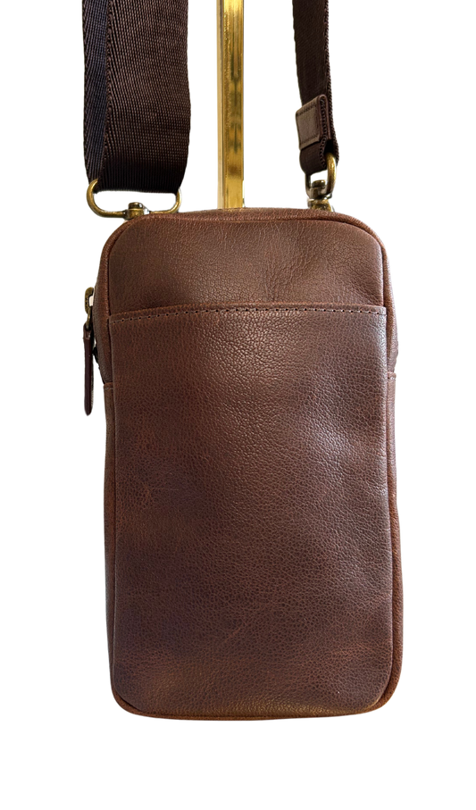 Cambridge Full Grain Leather Crossbody Phone Bag