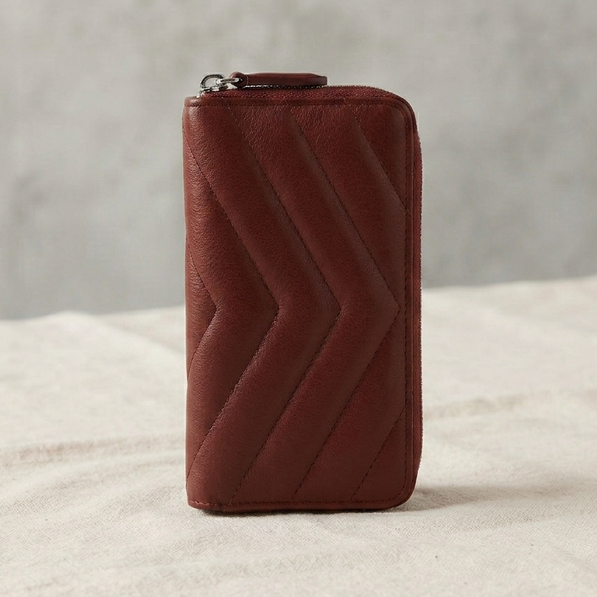 Premium New Zealand Lambskin Leather Small RFID Zip-Around Wallet