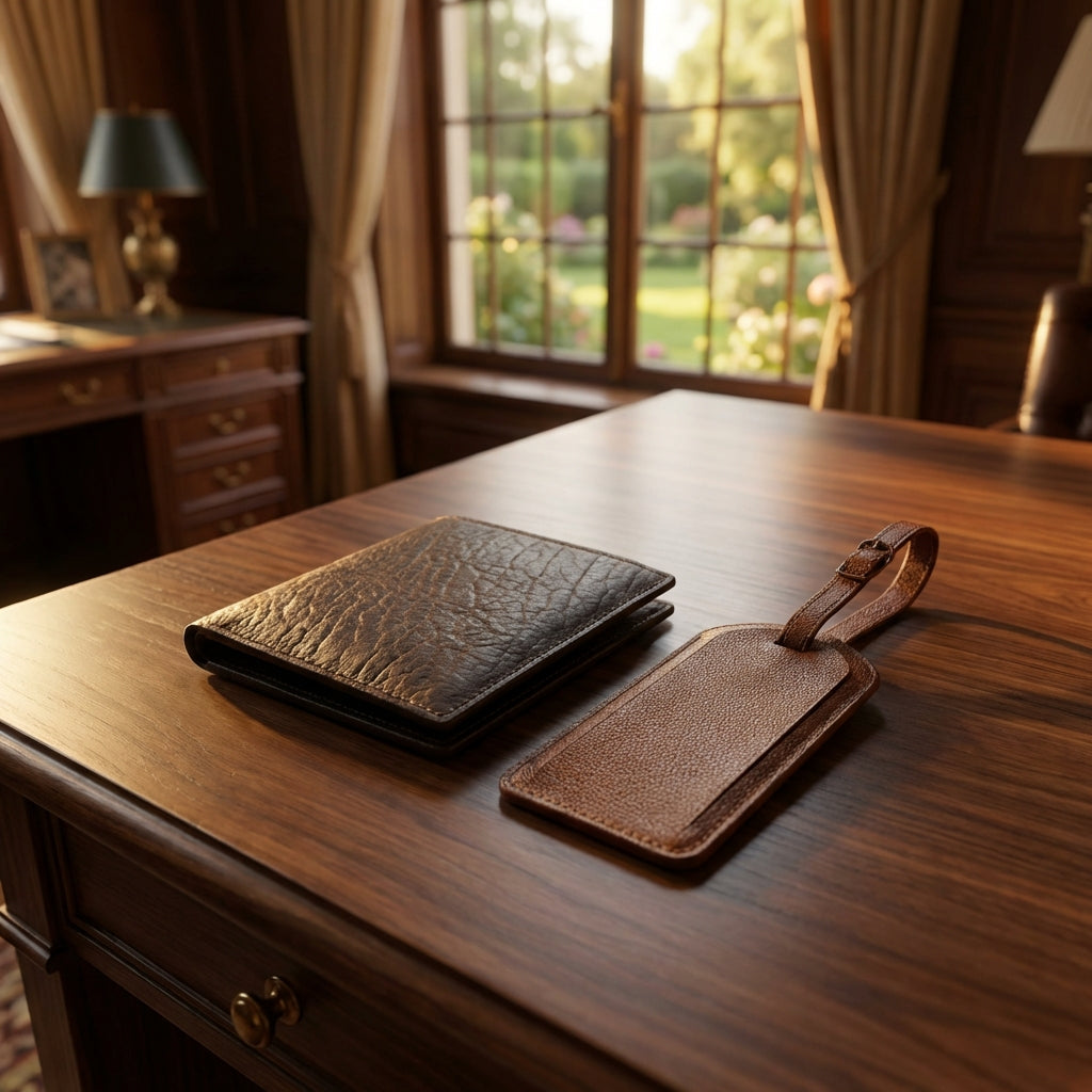 Cambridge Men's Everyday Carry - Leather Bifold Wallet & Luggage Tag Apparel & Accessories Bundle Bundle Deal Cambridge Collection Daily Carry Everyday Essentials Full Grain Leather Gift for Him Gift Set Leather Wallet Matching Set Men's Accessories Men's Wallet Set