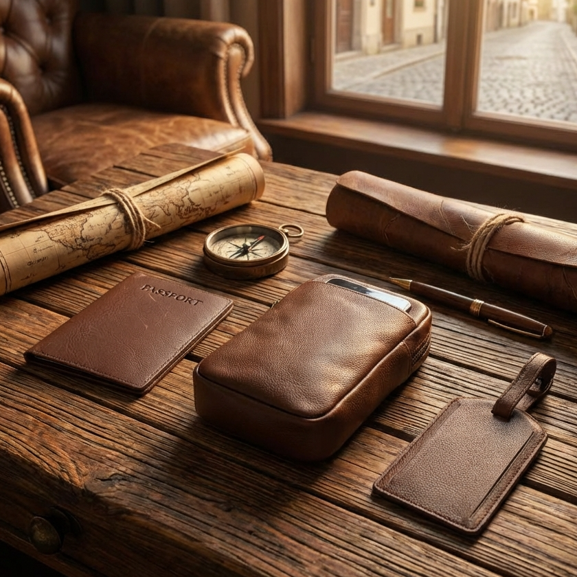 Cambridge Men's Travel Essentials - Passport Wallet, Luggage Tag & Phone Bag Set Luggage & Bags Bundle Bundle Deal Business Travel Cambridge Collection Full Grain Leather Gift for Him Gift Set Matching Set Men's Accessories Men's Travel Travel Bundle Travel Essentials