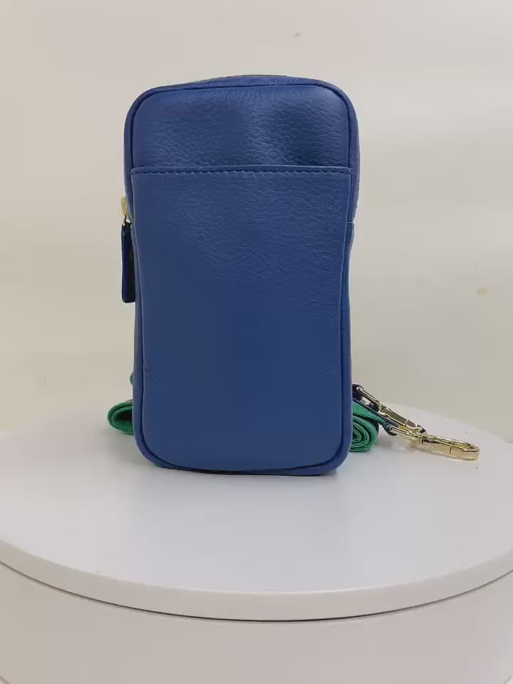 Sophia leather phone bag video showing compact size and design