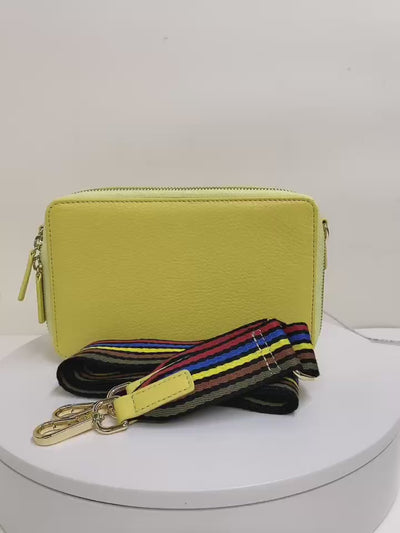 Sophia full-grain leather single-zip crossbody bag with card slots video